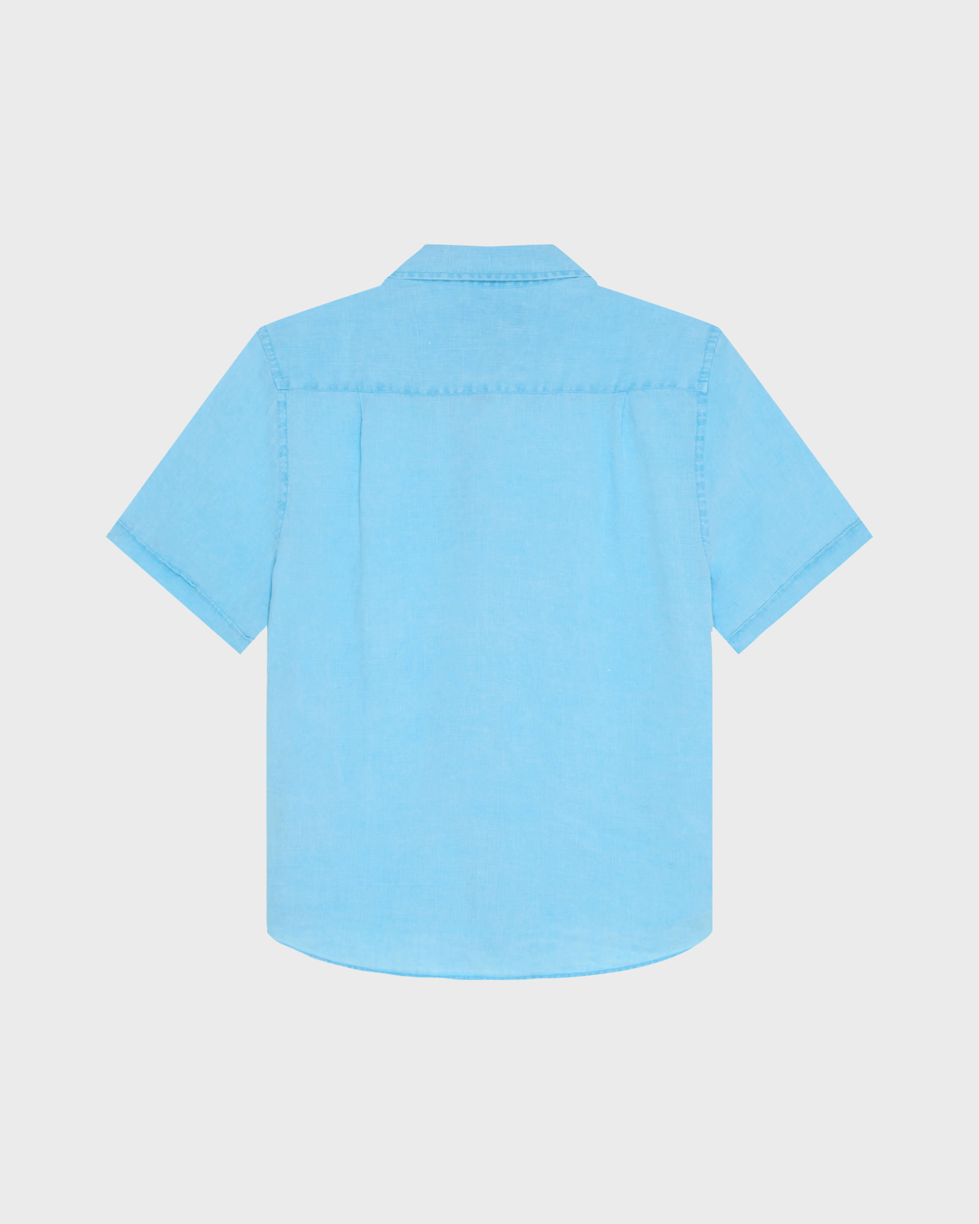 Men Bowling Linen Shirt Solid LARIMAR back view