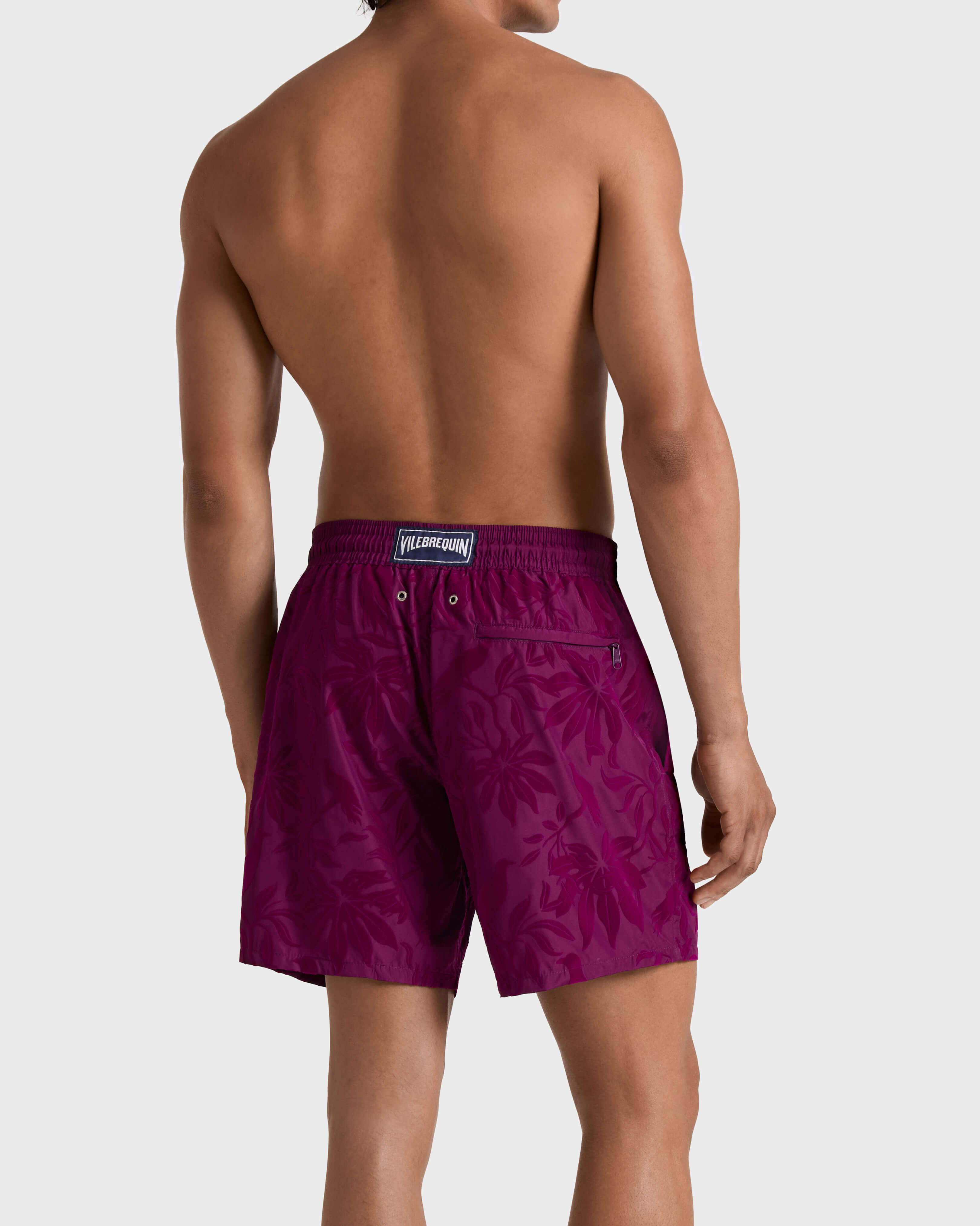 Men Ultra-light and packable Swim Shorts Flocked Birds of paradise KERALA backworn view