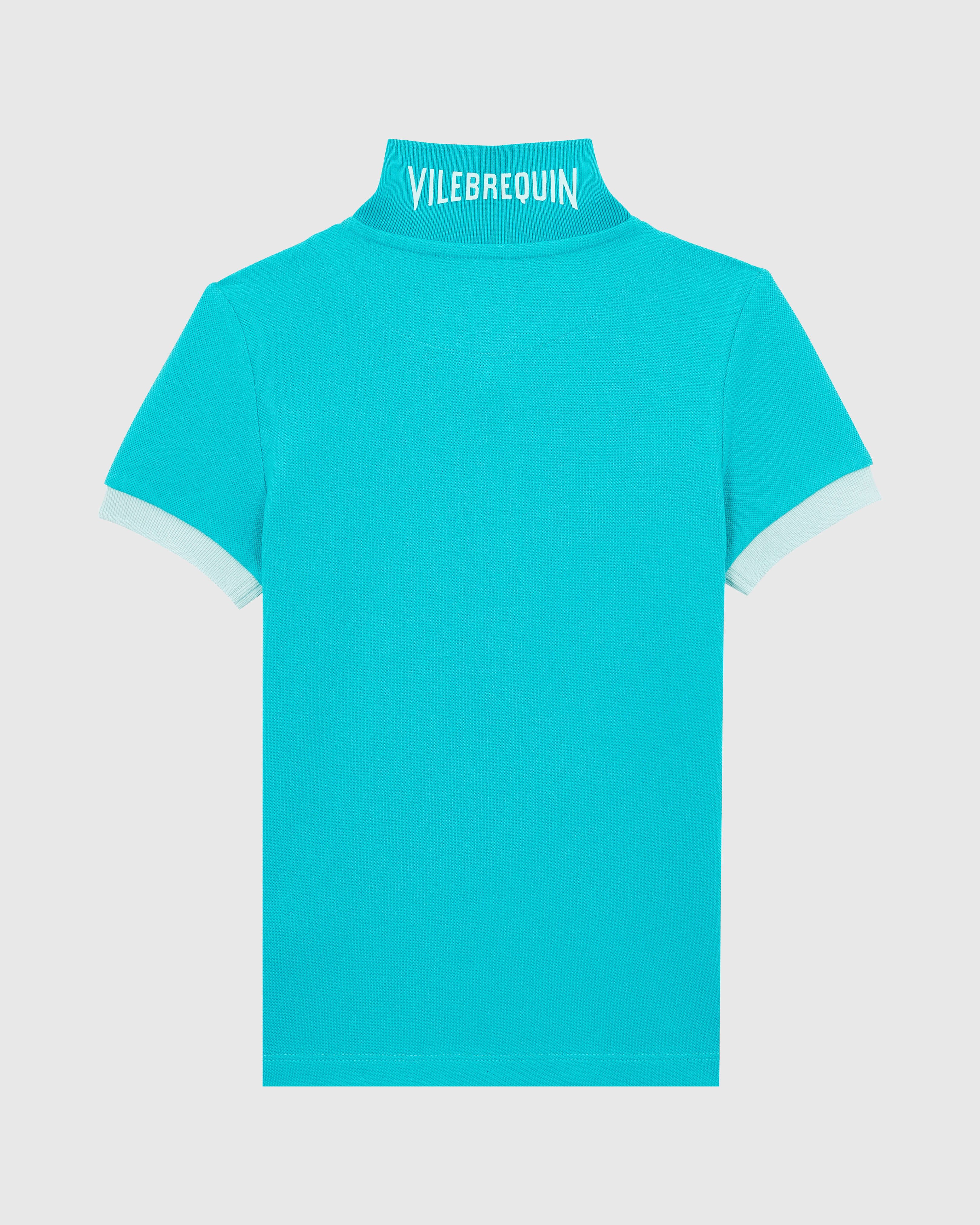 Boys Organic Cotton Polo Solid DISCO GREEN back view