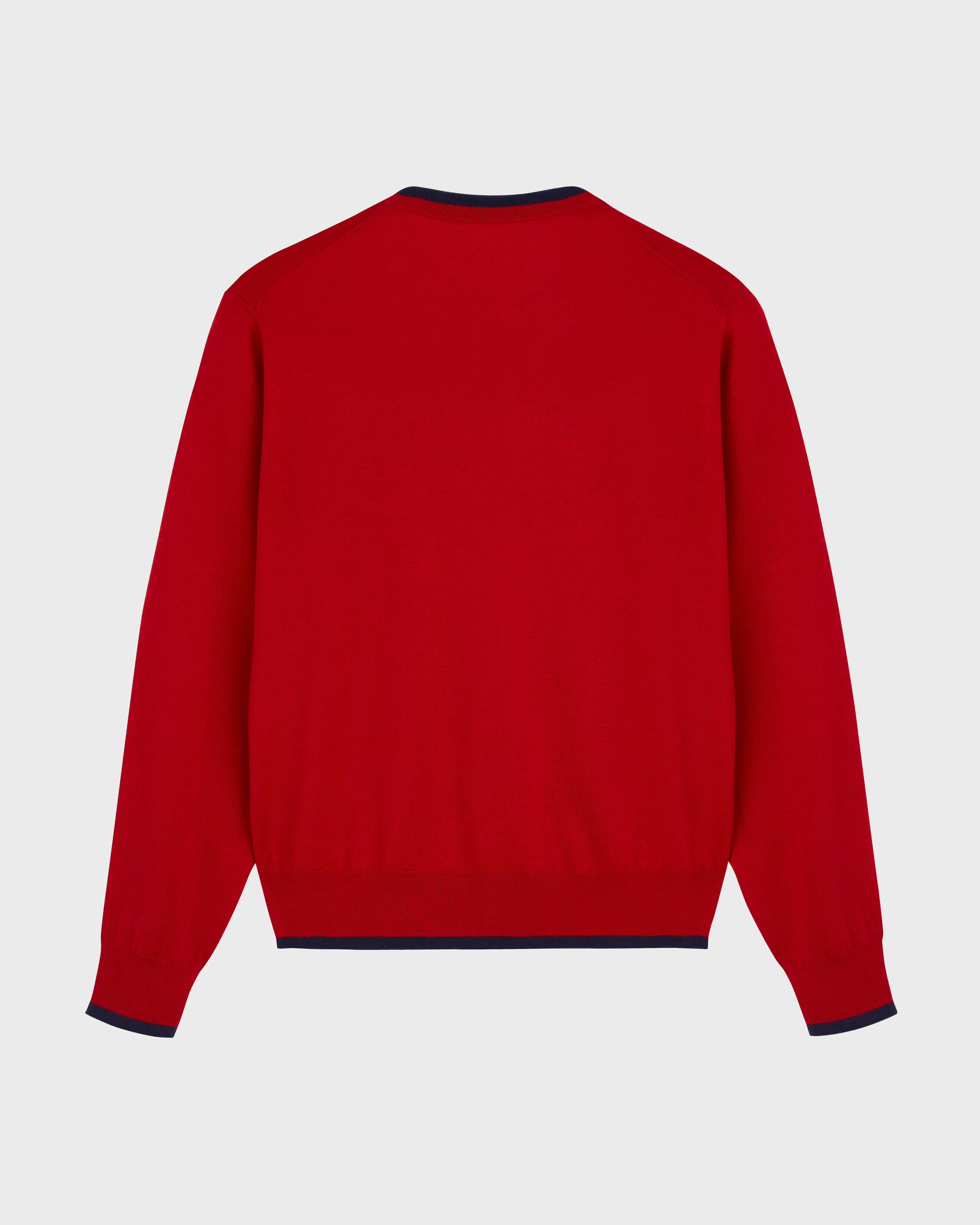 Men Merino Wool Cashmere Silk Crewneck Sweater MOULIN ROUGE back view