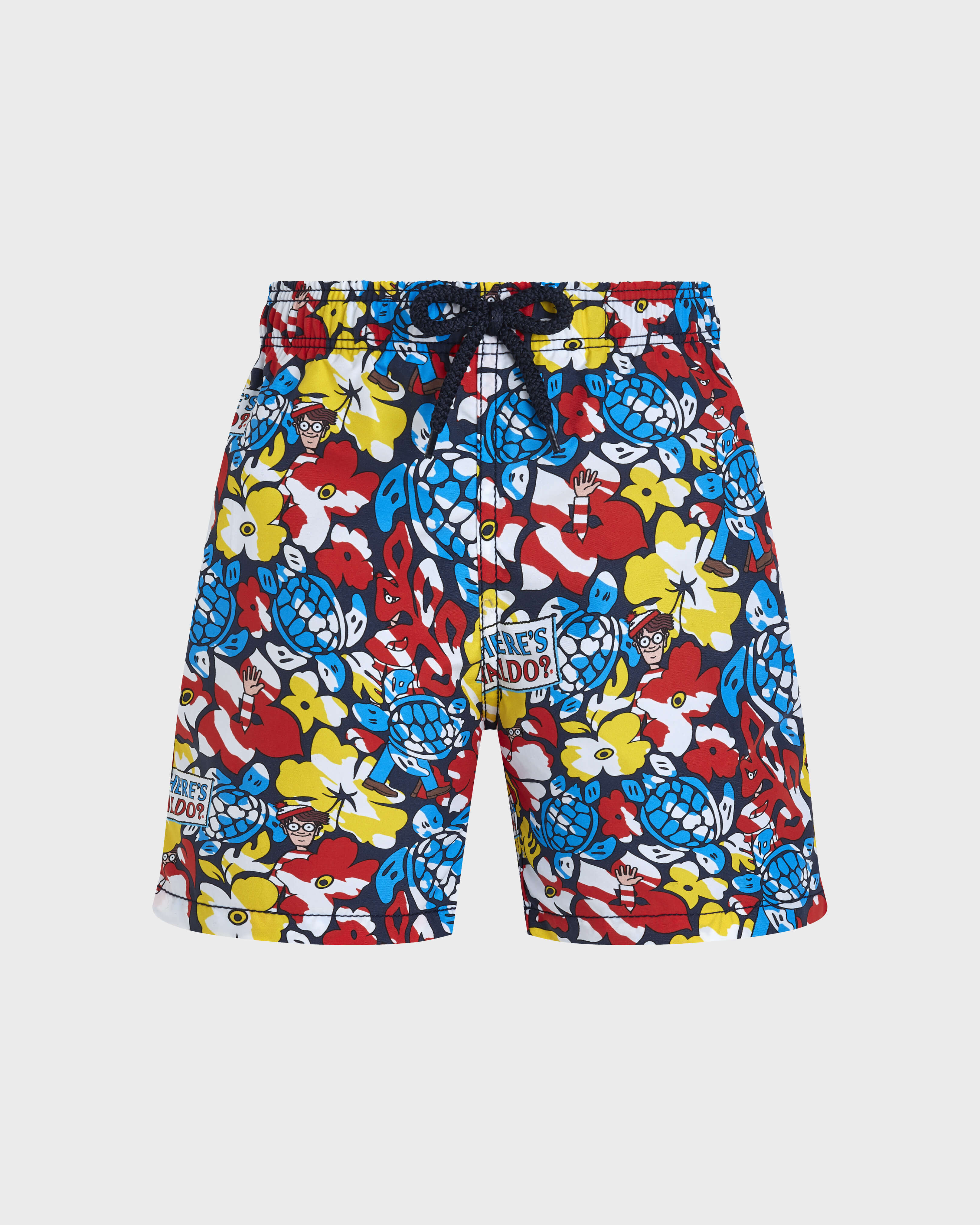 Boys Swim Shorts Tropico Waldo - Vilebrequin x Where's Wally? NAVY front view