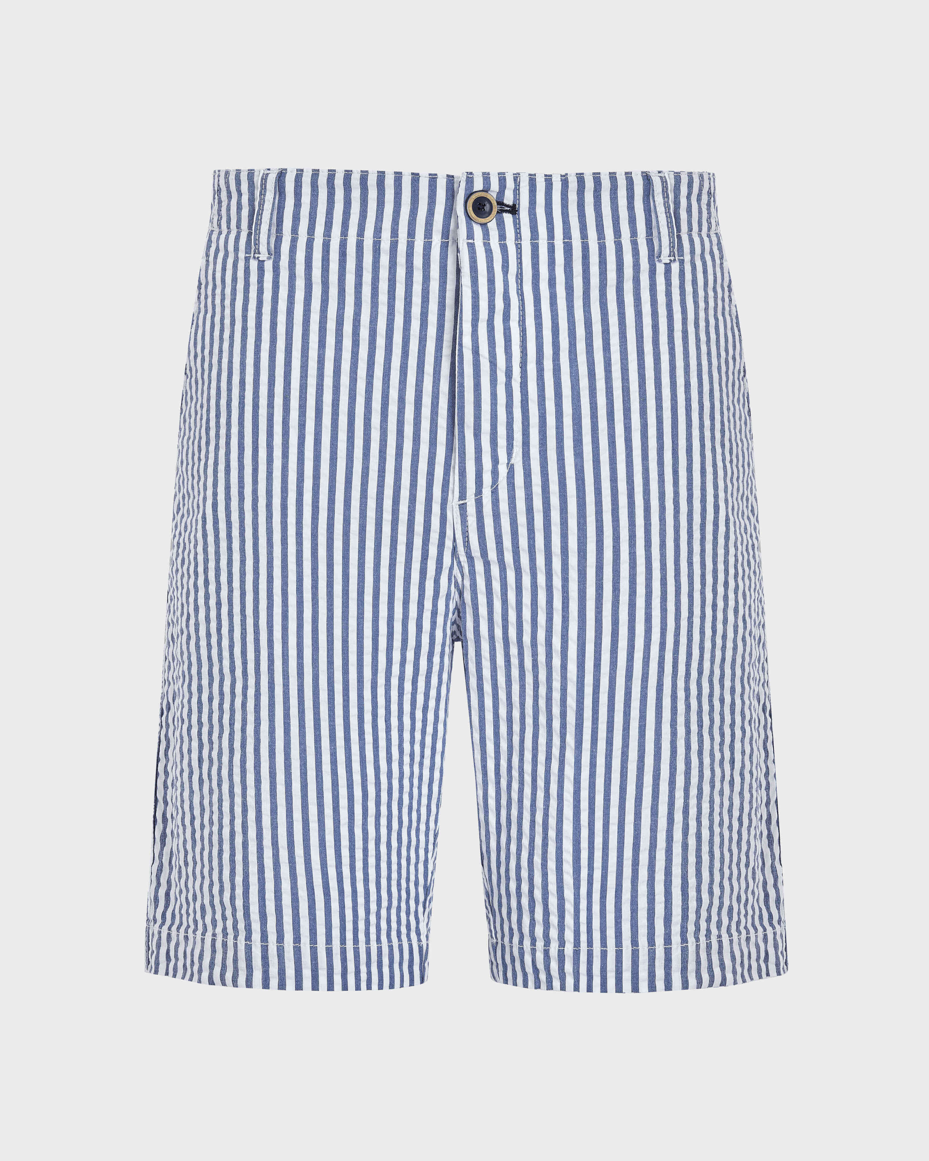 Men Chino Bermuda Ultra-Light Seersucker BLU JEANs front view