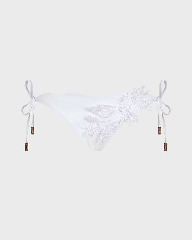 Vilebrequin - Women Embroidered Side-tie Bikini Bottom Strelitzia Flower - Limited Collection - Swimwear - Flore - White - Size XS