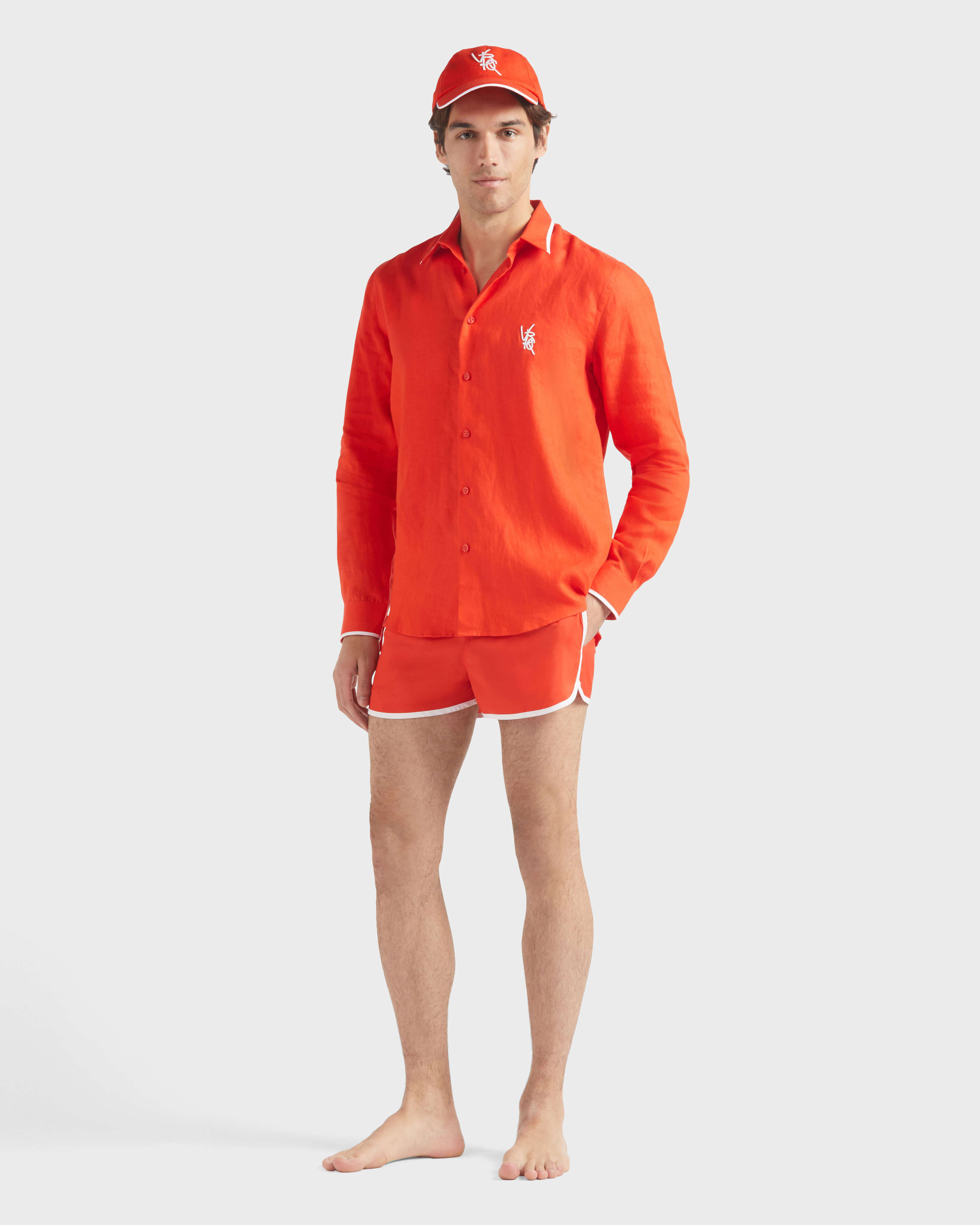 Men Linen Shirt VBQ Line POPPY RED supp1 view