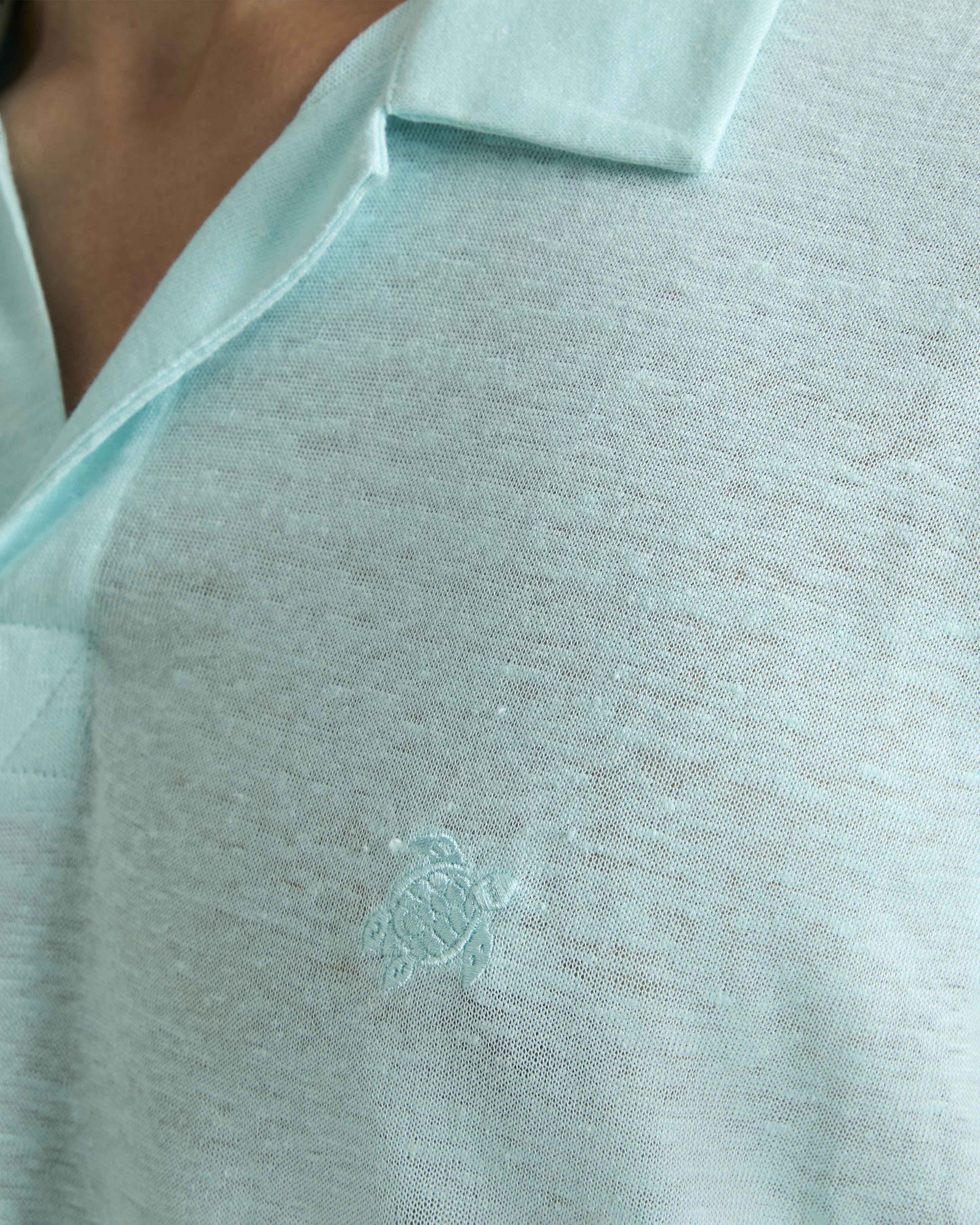 Polo en punto de lino de color liso para hombre OXYGENE supp1 view