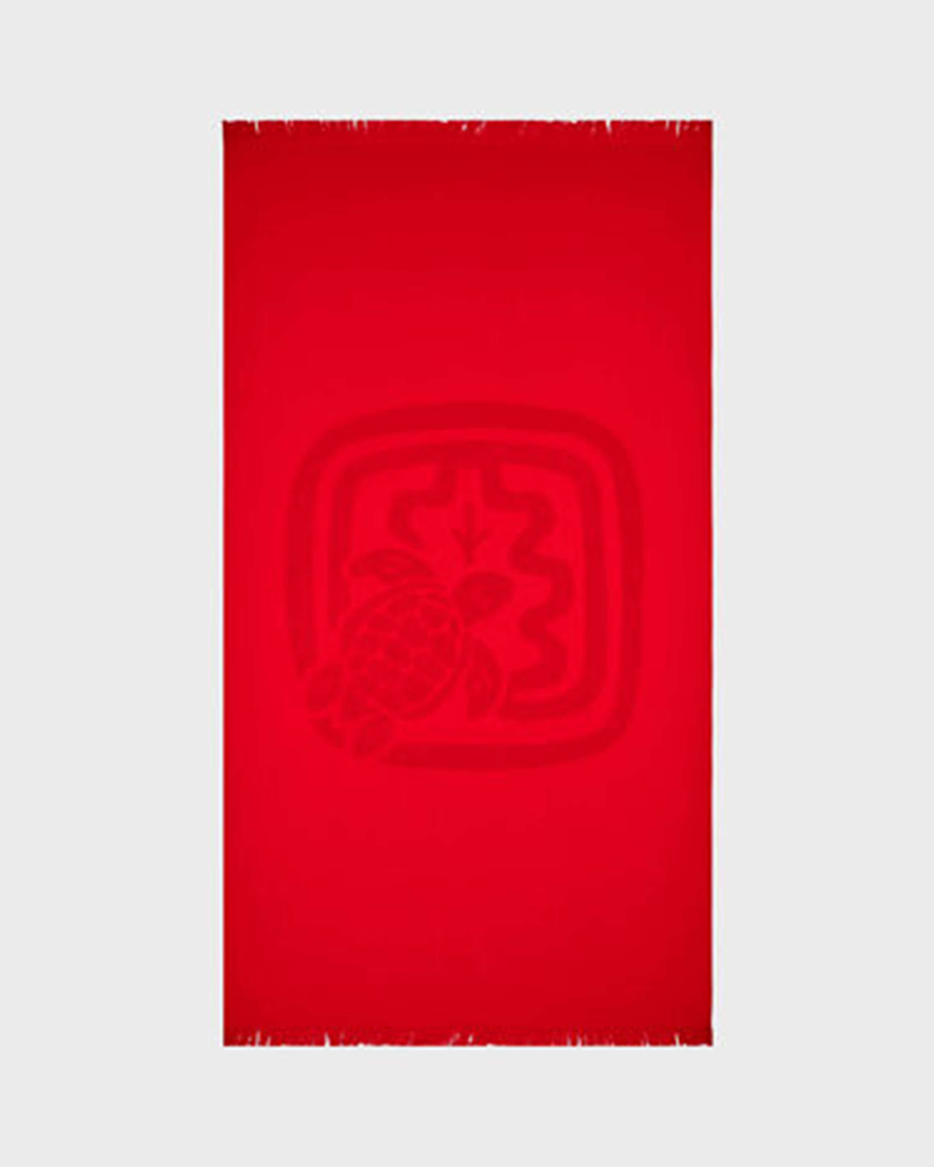 Beach Fouta in Organic Cotton - Vilebrequin x Ines de la Fressange POPPY RED front view