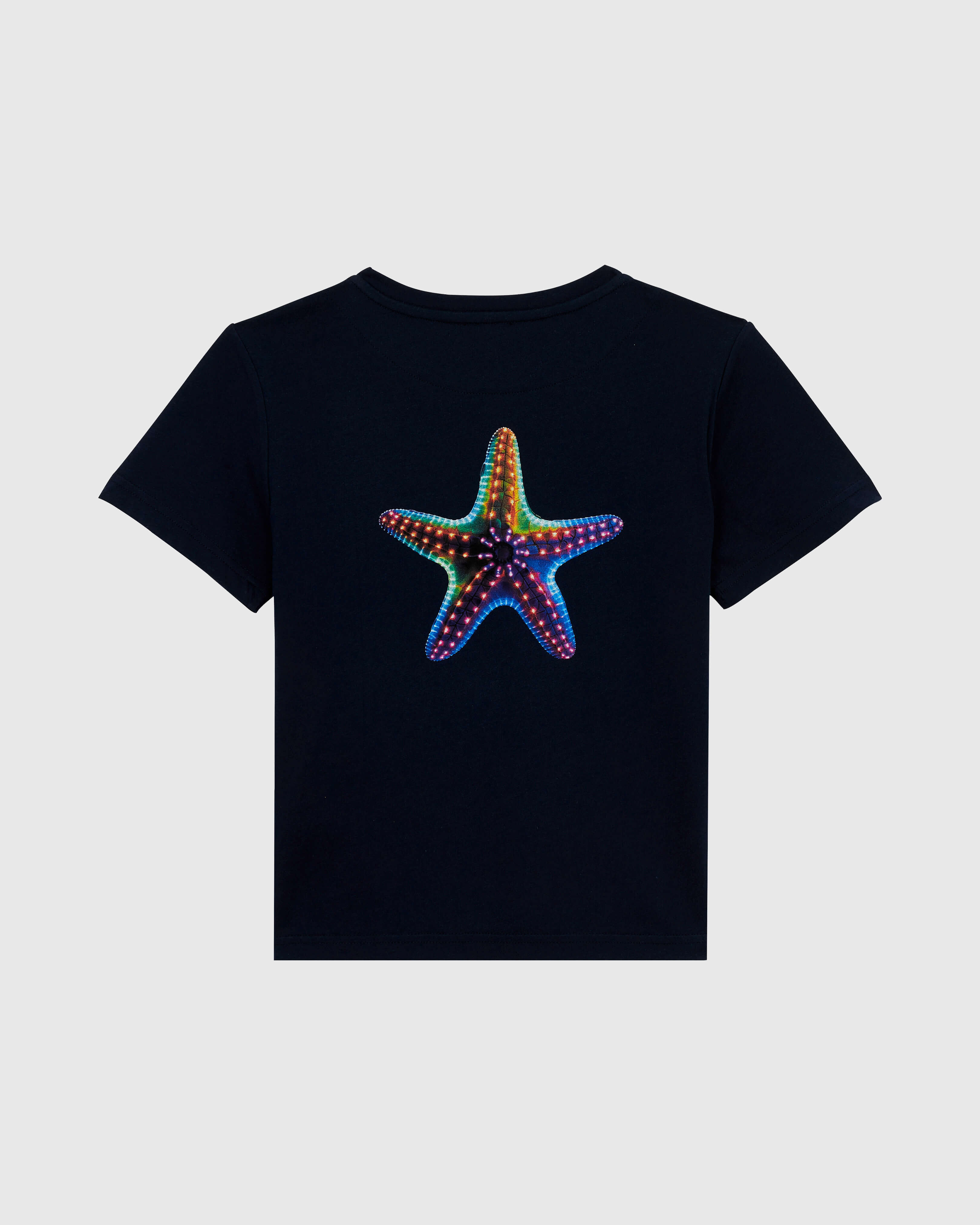 Boys Organic Cotton T-shirt Disco Stars NAVY back view