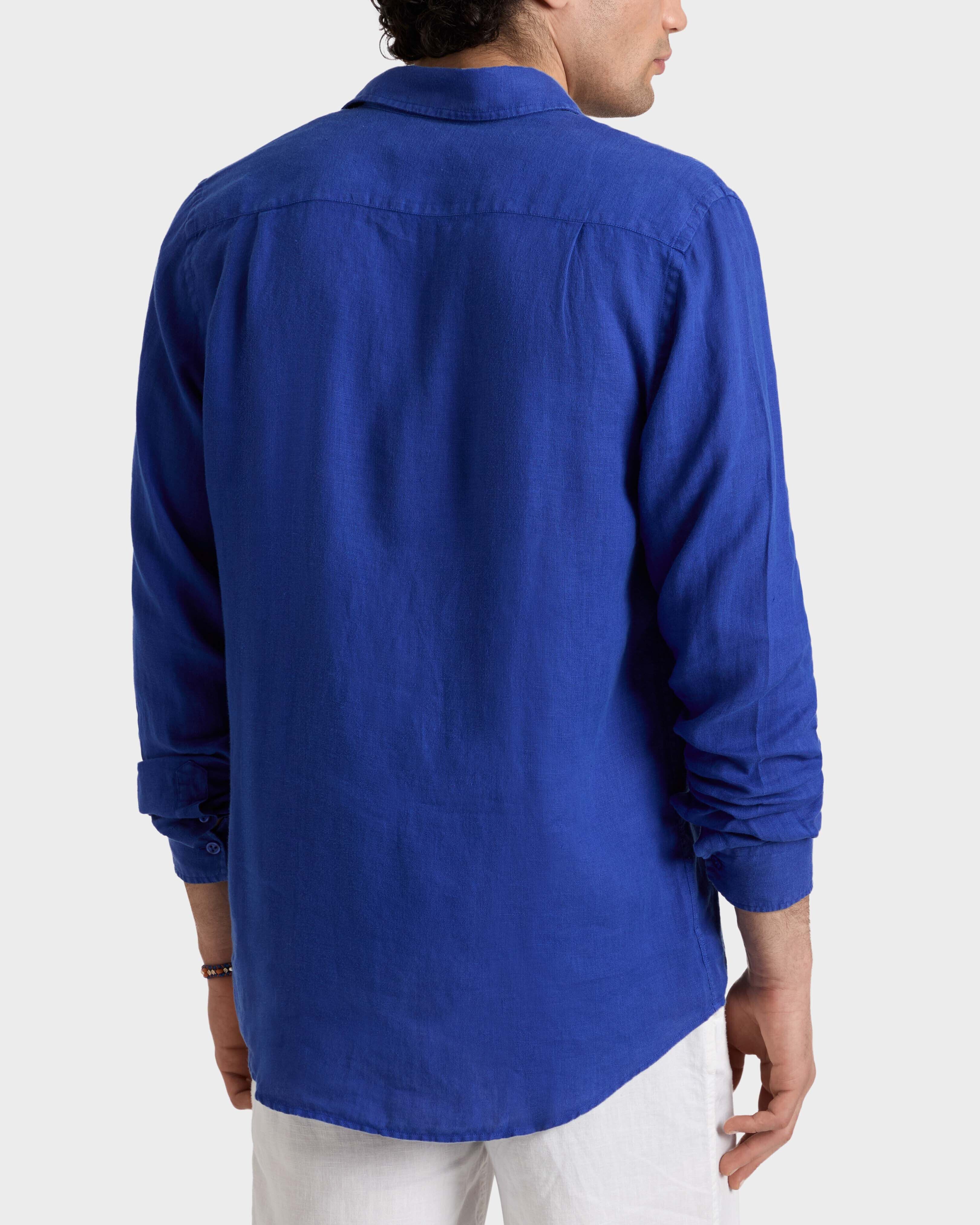 Einfarbiges Hemd aus Leinen für Herren MARRAKECH backworn view