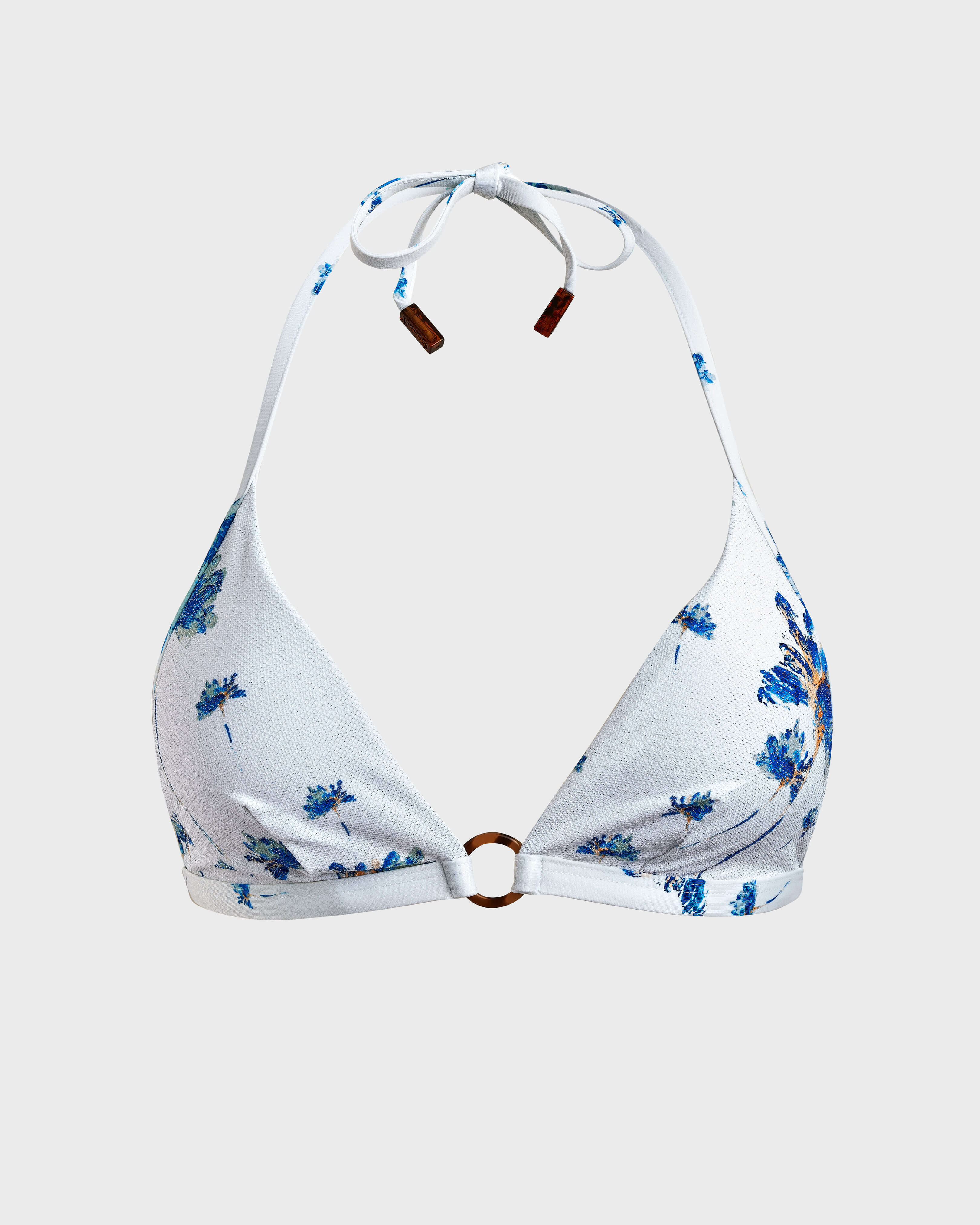 Women Halter Bikini Top Herbier OFF WHITE front view