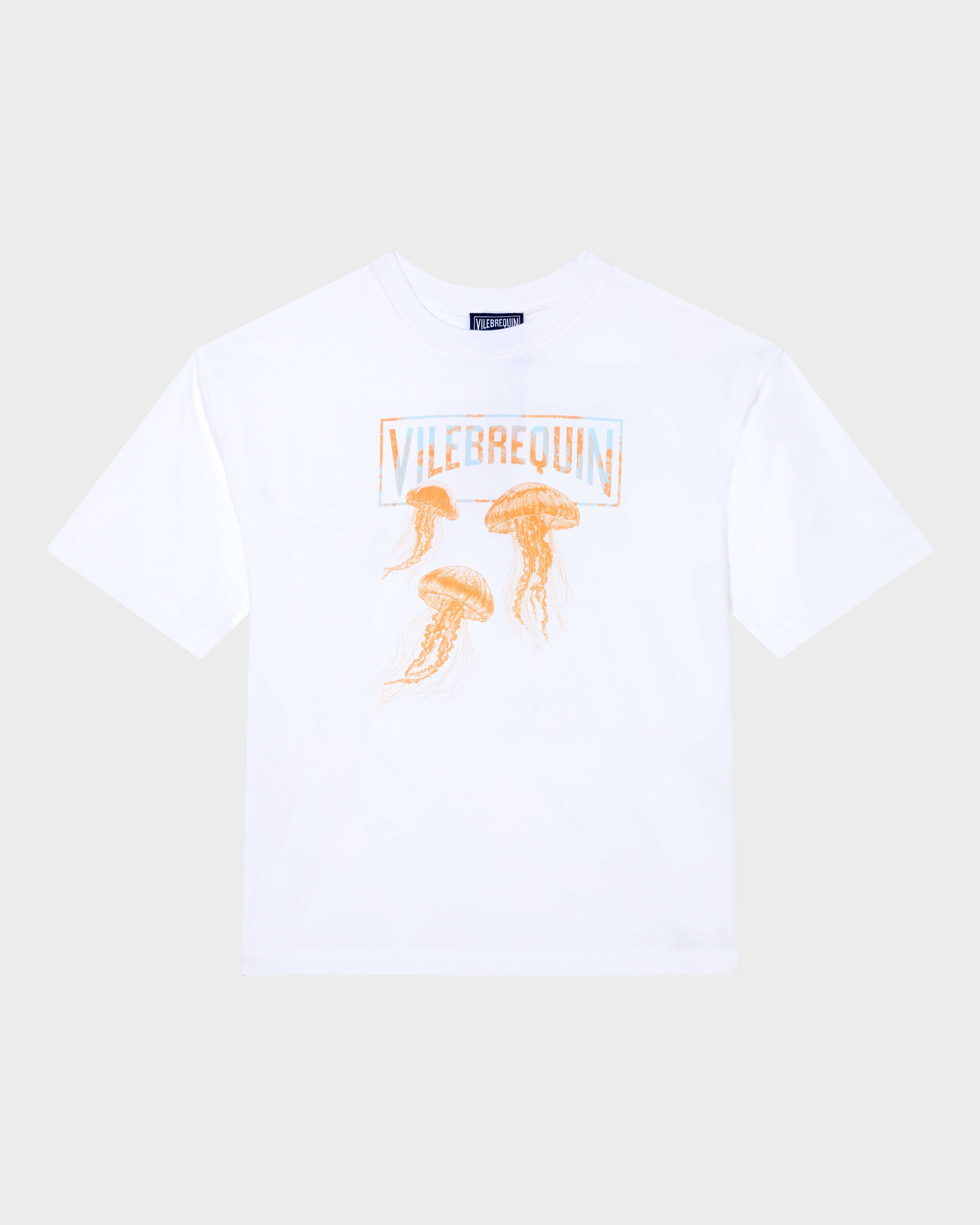 Camiseta en algodón orgánico con estampado Medusa para niño BLANCO front view