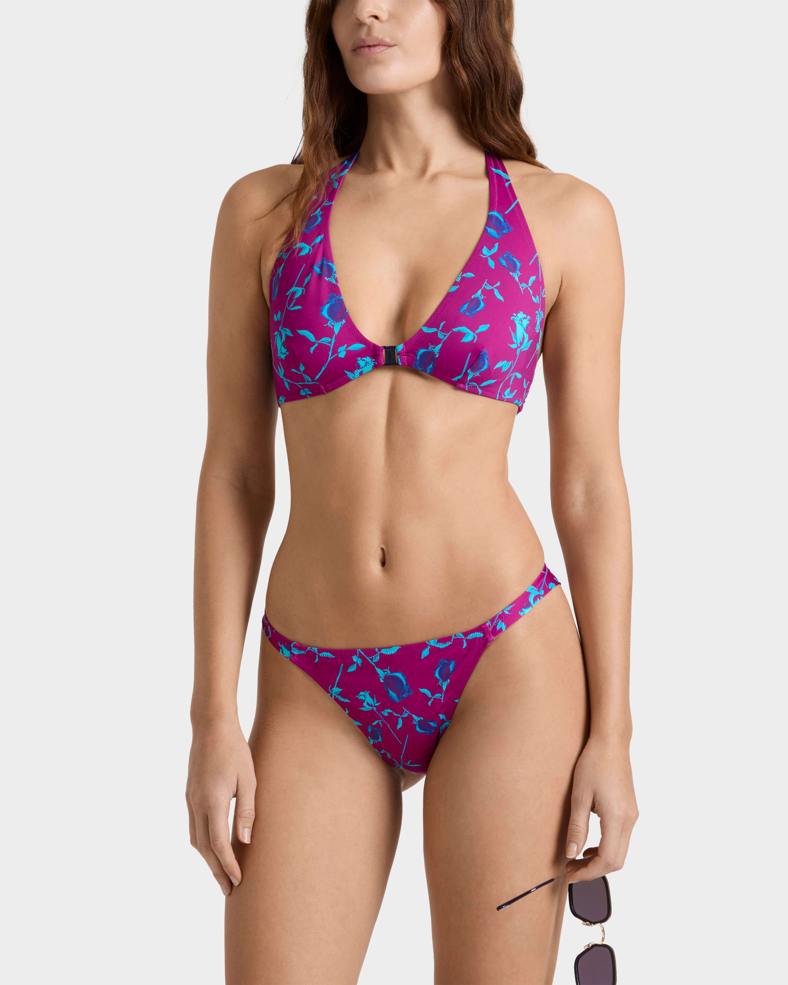 Top bikini donna all'americana Roses PORPORA frontworn view