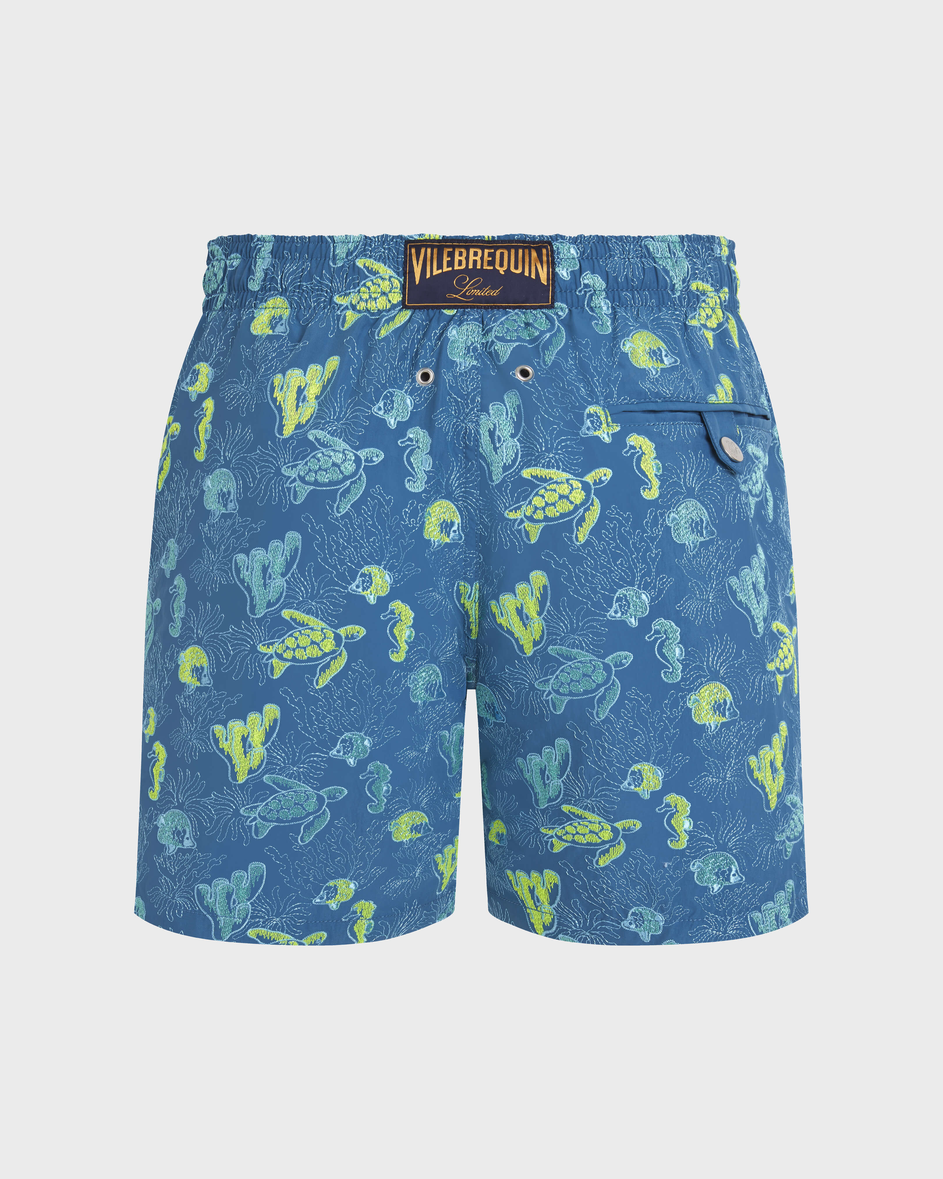 Men Embroidered Swim Trunks Aquatic Life - Limited Edition CALANQUE back view