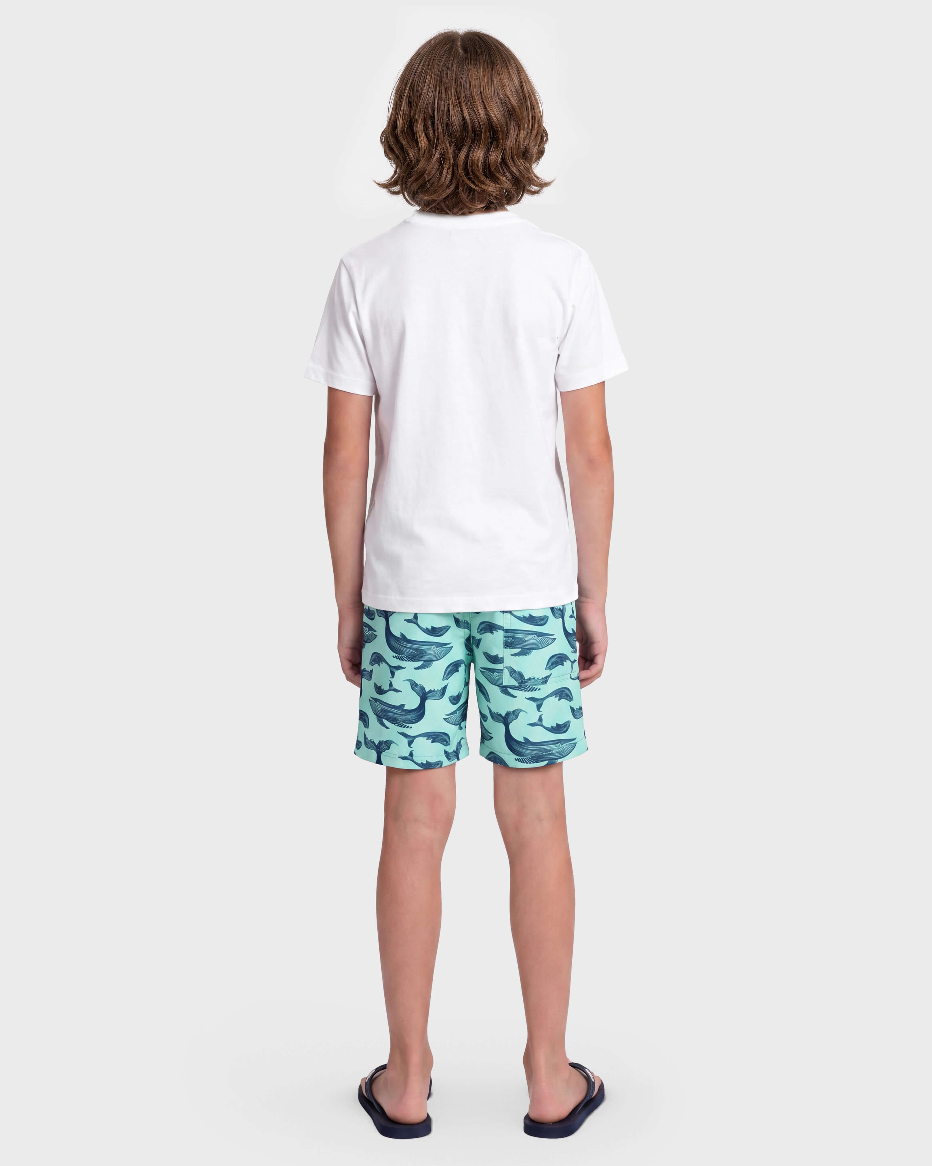Boys Swim Shorts Whales BLUE NOTE backworn view