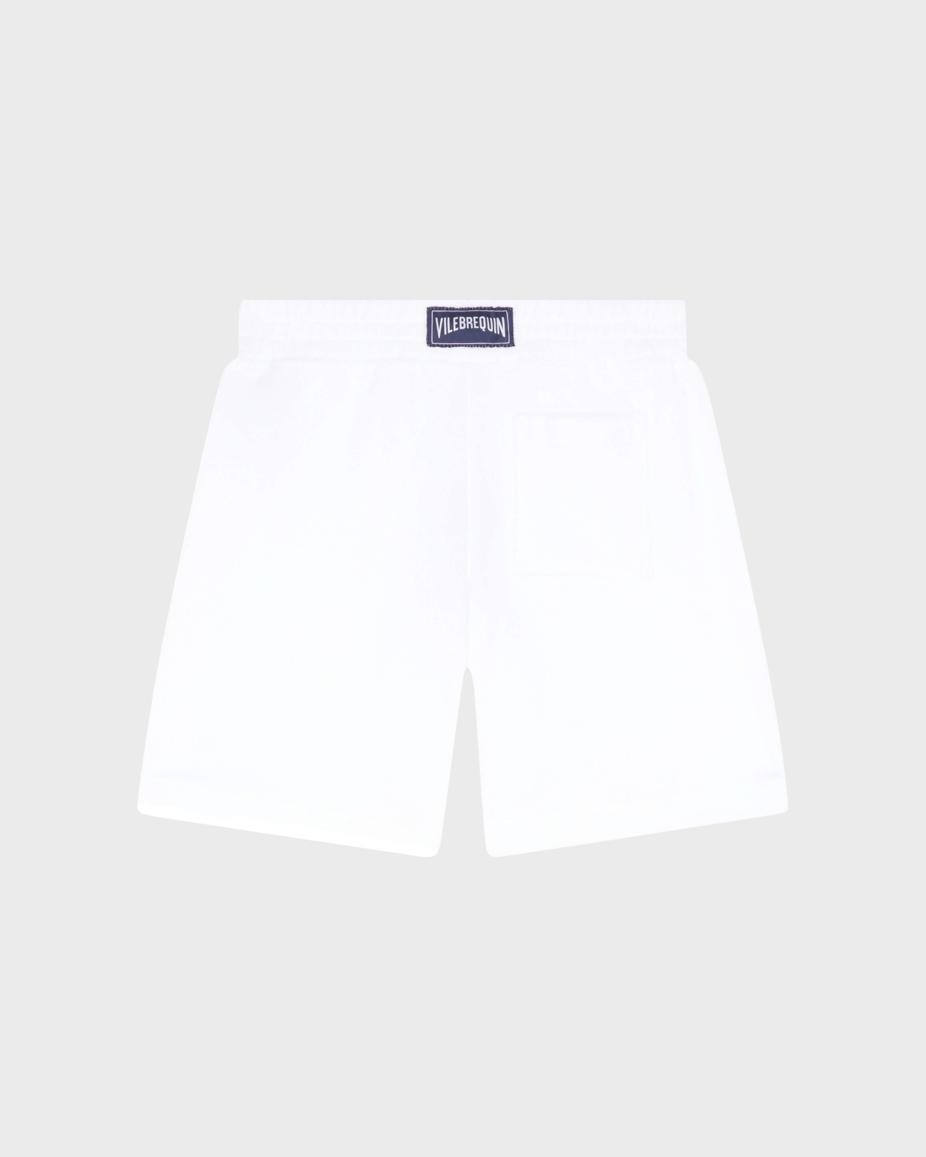 Bermuda en éponge garçon tortue brodée BLANC back view