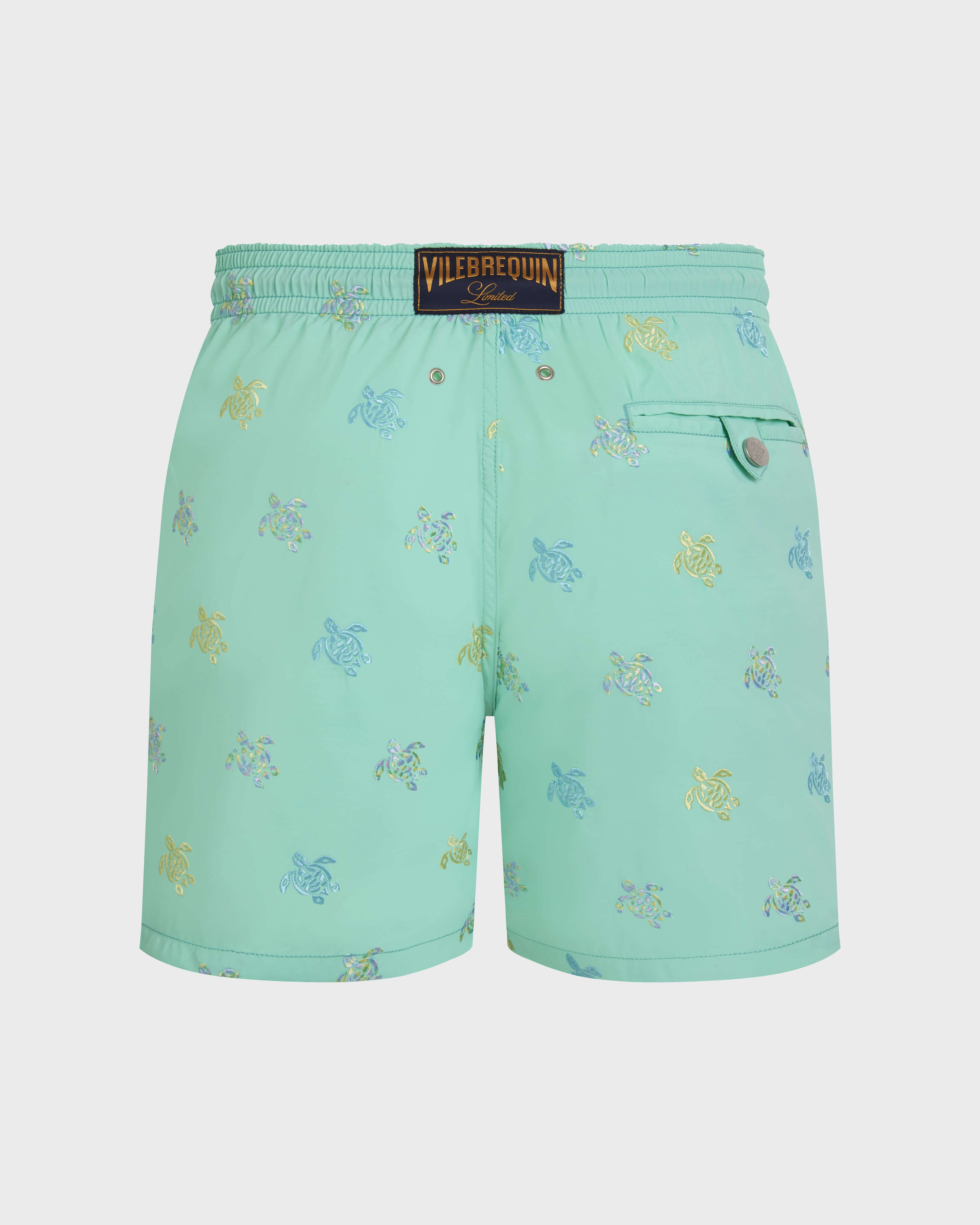 Men Embroidered Swim Shorts Micro Tortues Diagonales - Limited Edition CARIBBEAN back view
