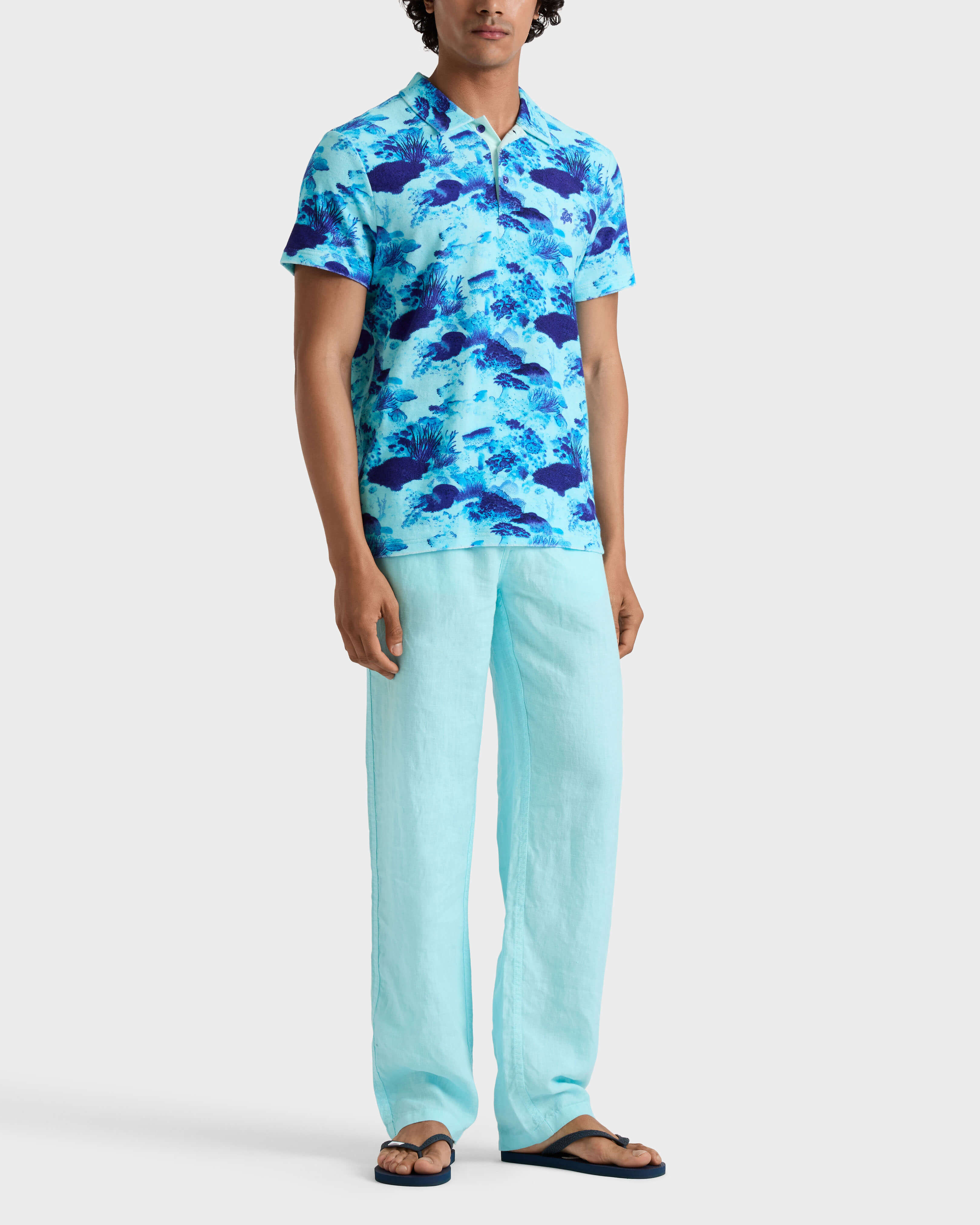 Solid weite Leinenhose für Herren OXYGENE frontworn view