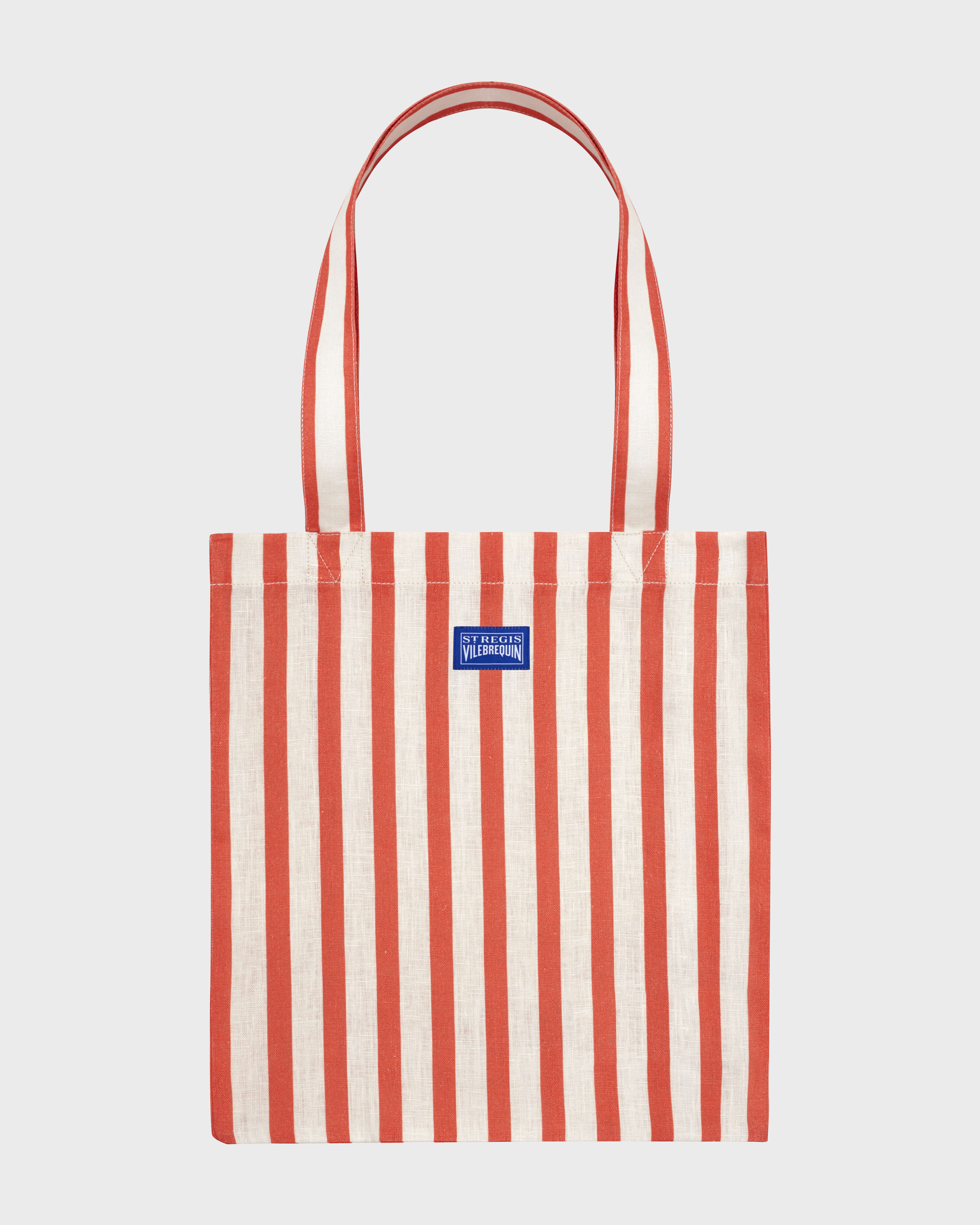 Men Linen Tote Bag Stripes - Vilebrequin x St Regis 066 back view