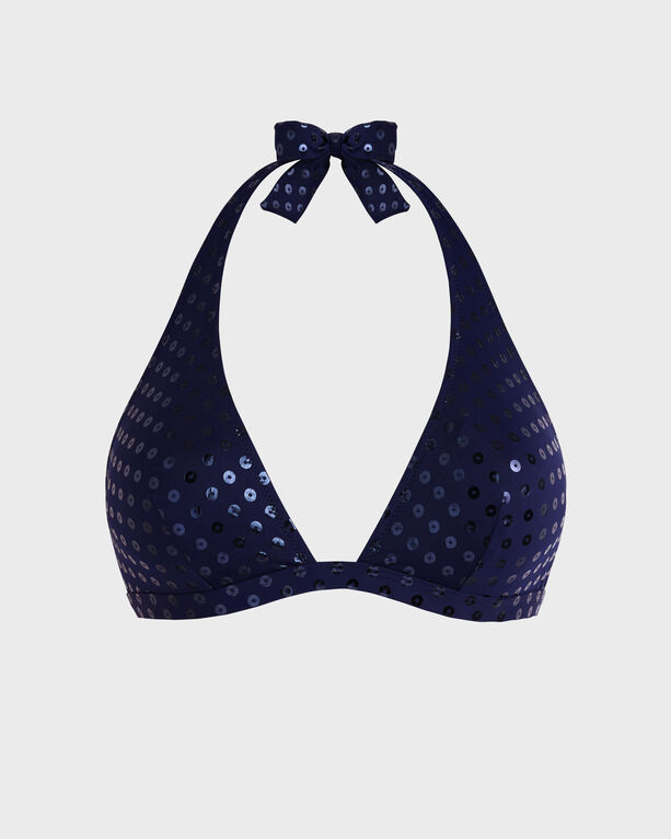 Vilebrequin - Women Halter Bikini Top Relief Sparkling - Swimwear - Fleche - Blue - Size L