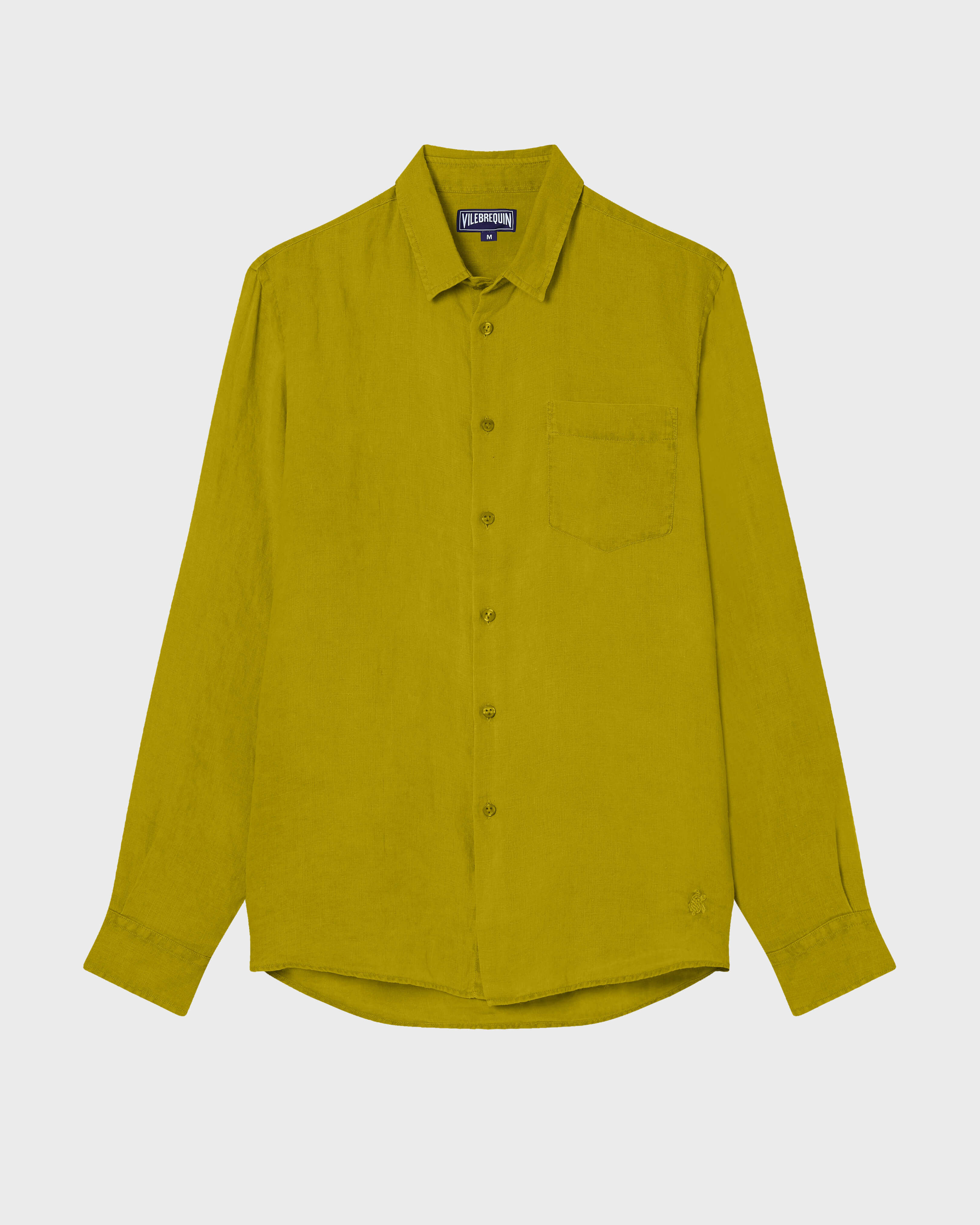 Camisa de lino lisa para hombre AJENJO front view