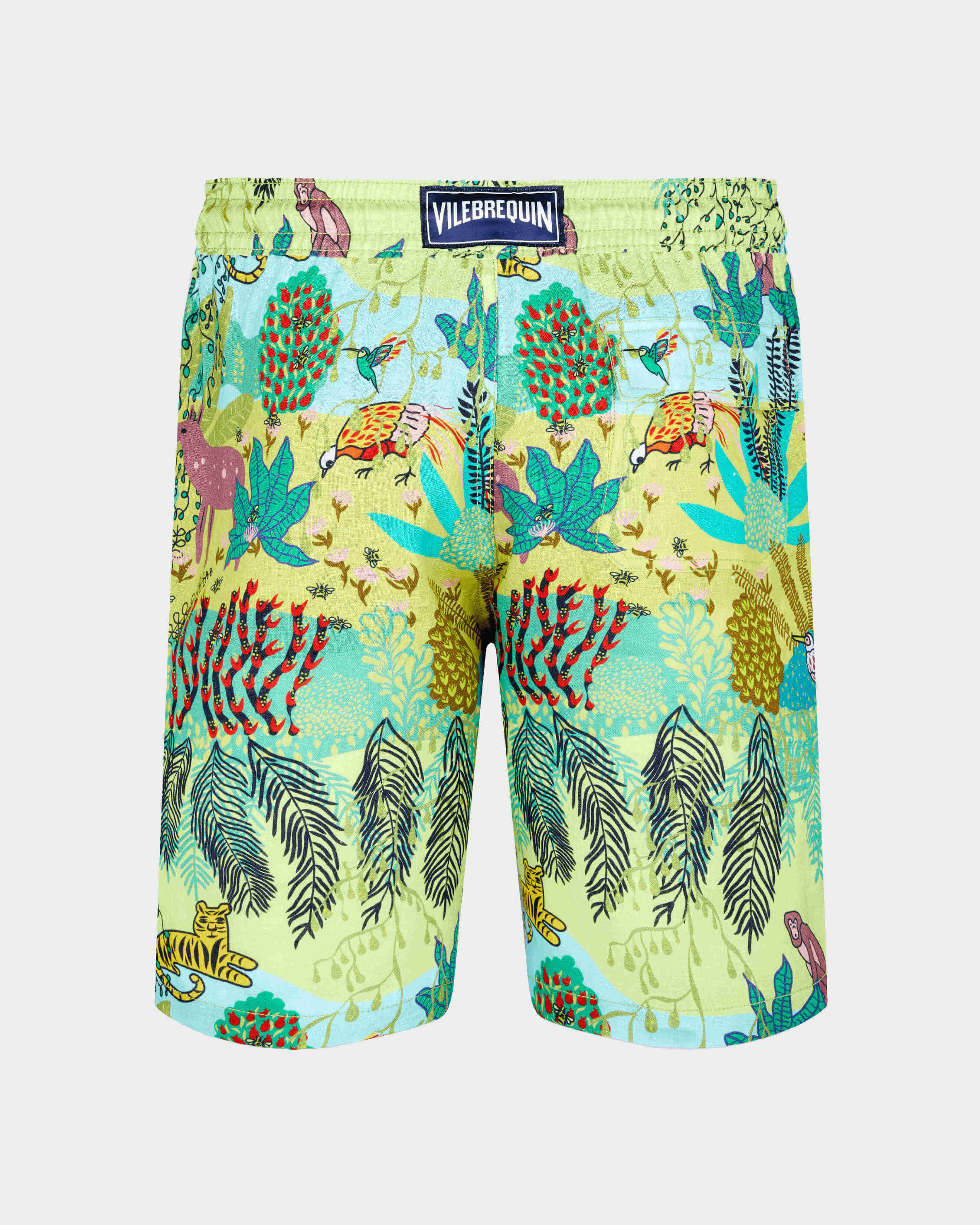 Bermuda en lin homme imprimé Jungle Rousseau GINGEMBRE back view