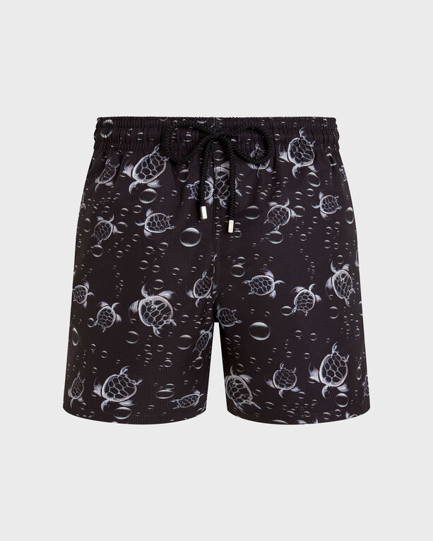 Vilebrequin - Men Micro-perforated Ultra-light And Packable Swim Shorts Bubble Turtles 3d - Swimwear - Mahina - Black - Size XXL