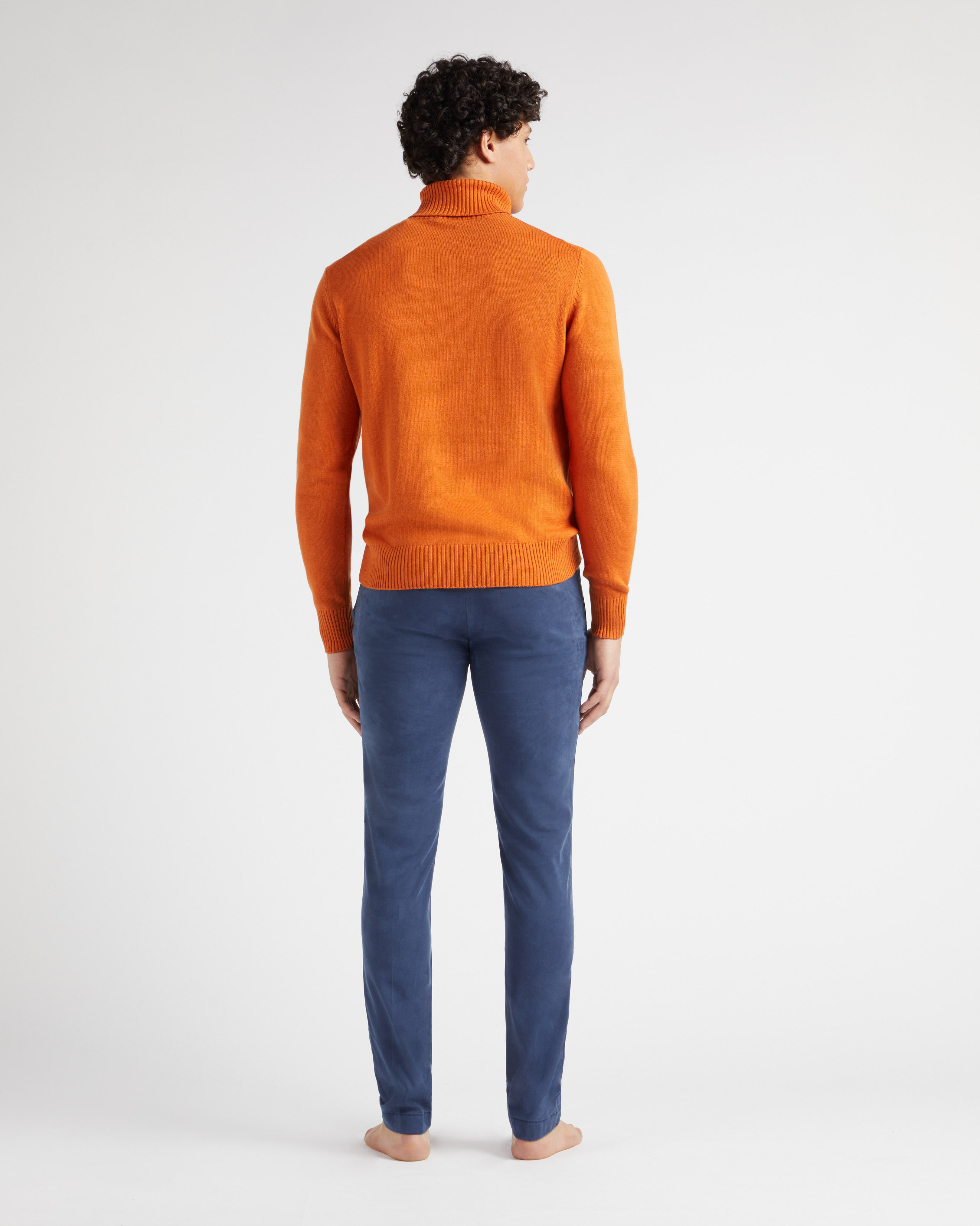 Jersey de algodón y cachemir con cuello vuelto y estampado Turtle para hombre CARAMEL backworn view