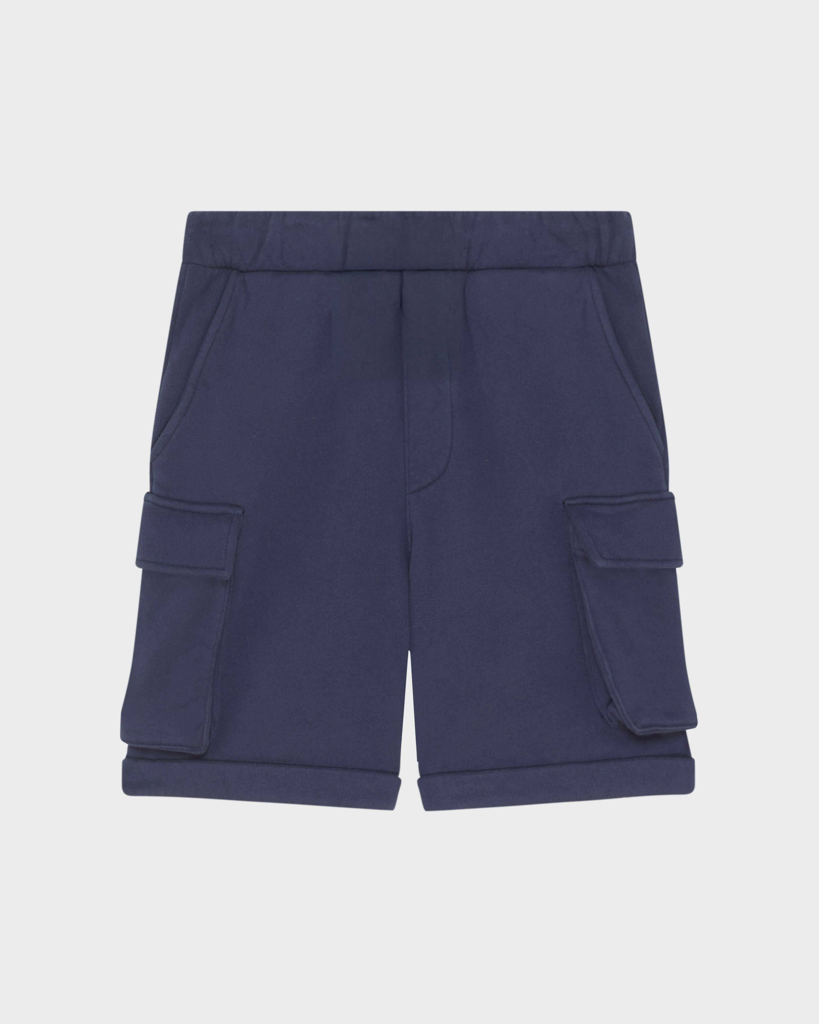 Cargo Bermudashorts aus Bio-Baumwolle für Jungen MARINEBLAU front view