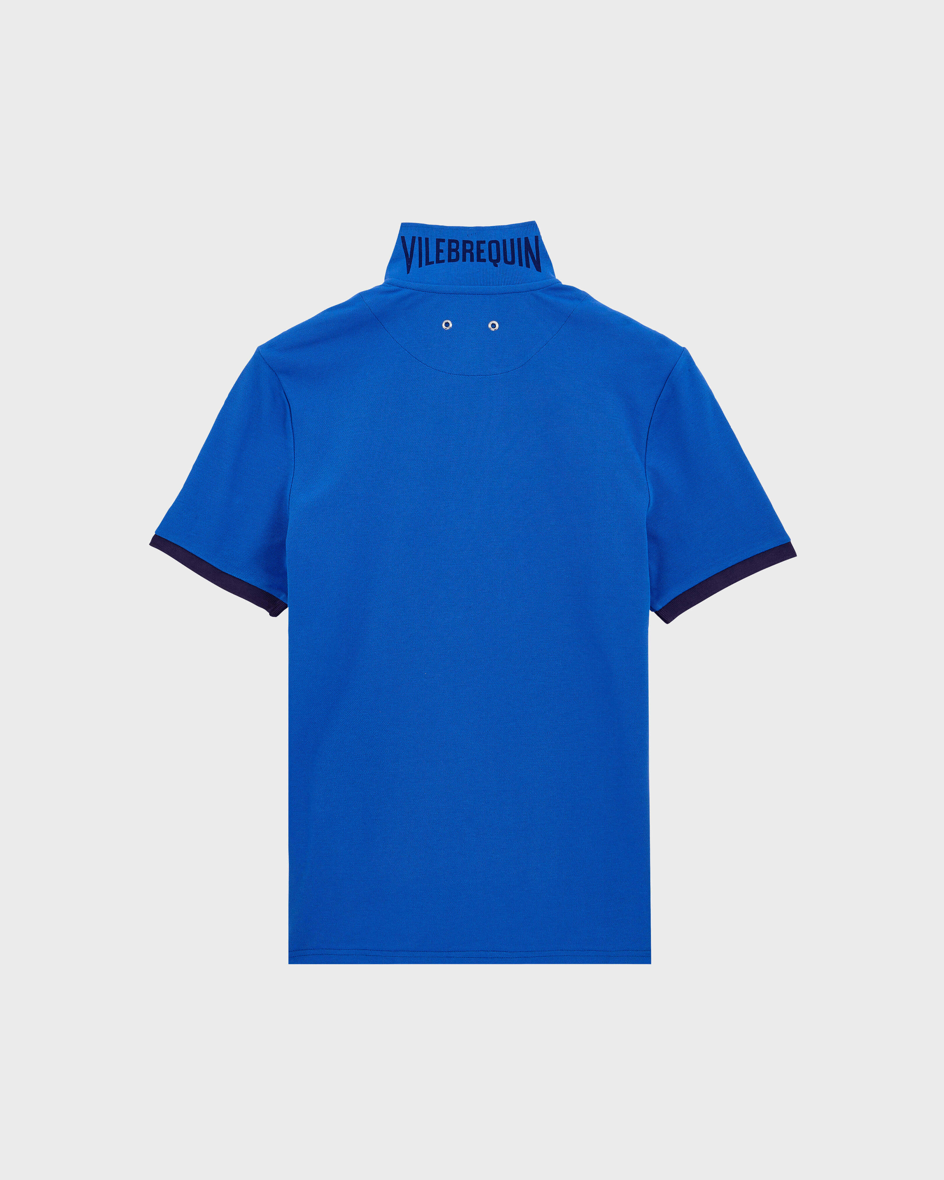 Polo de algodón liso para hombre AZUL ULTRAMAR back view