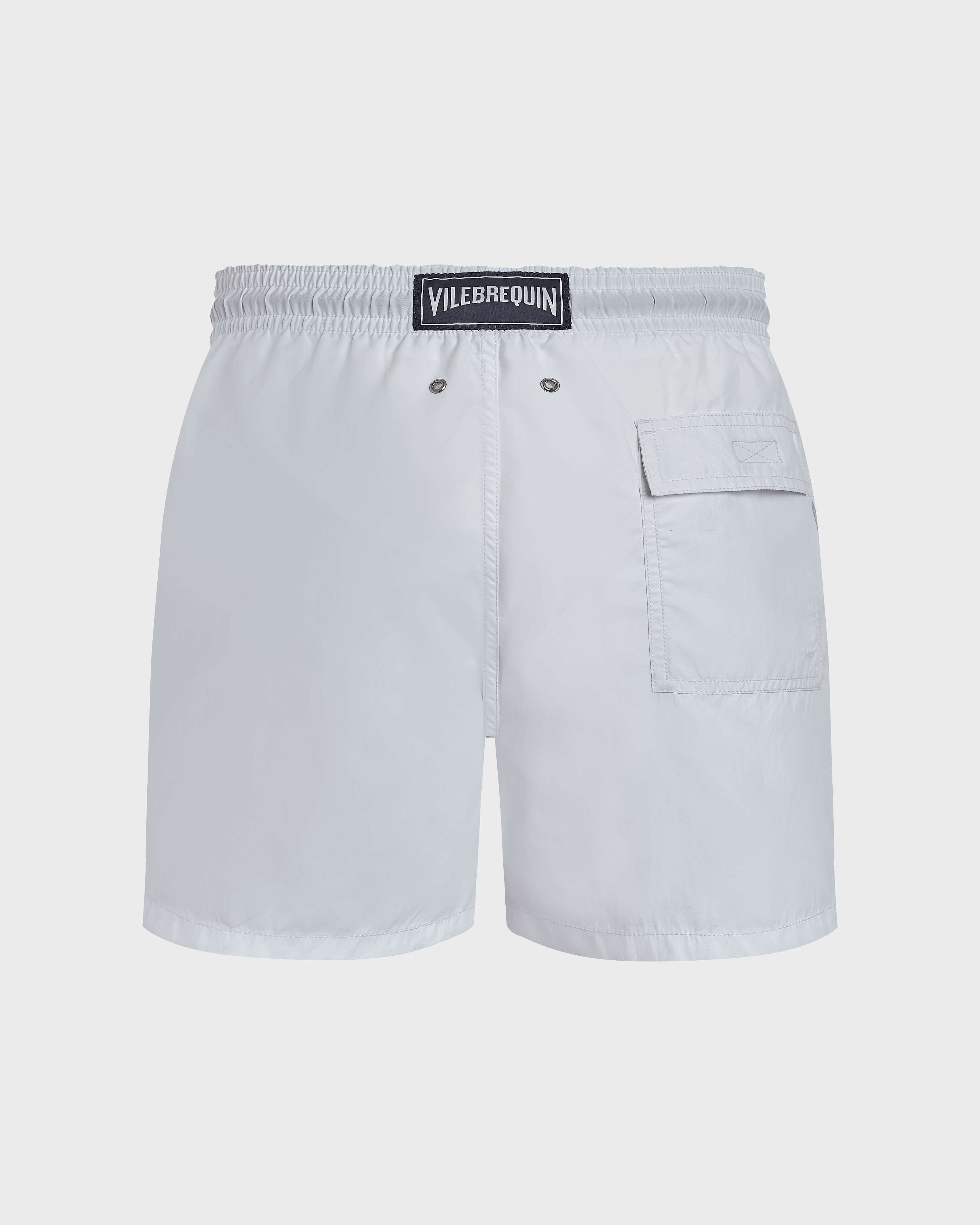 Men Swim Shorts Embroidered Whale WHITE back view
