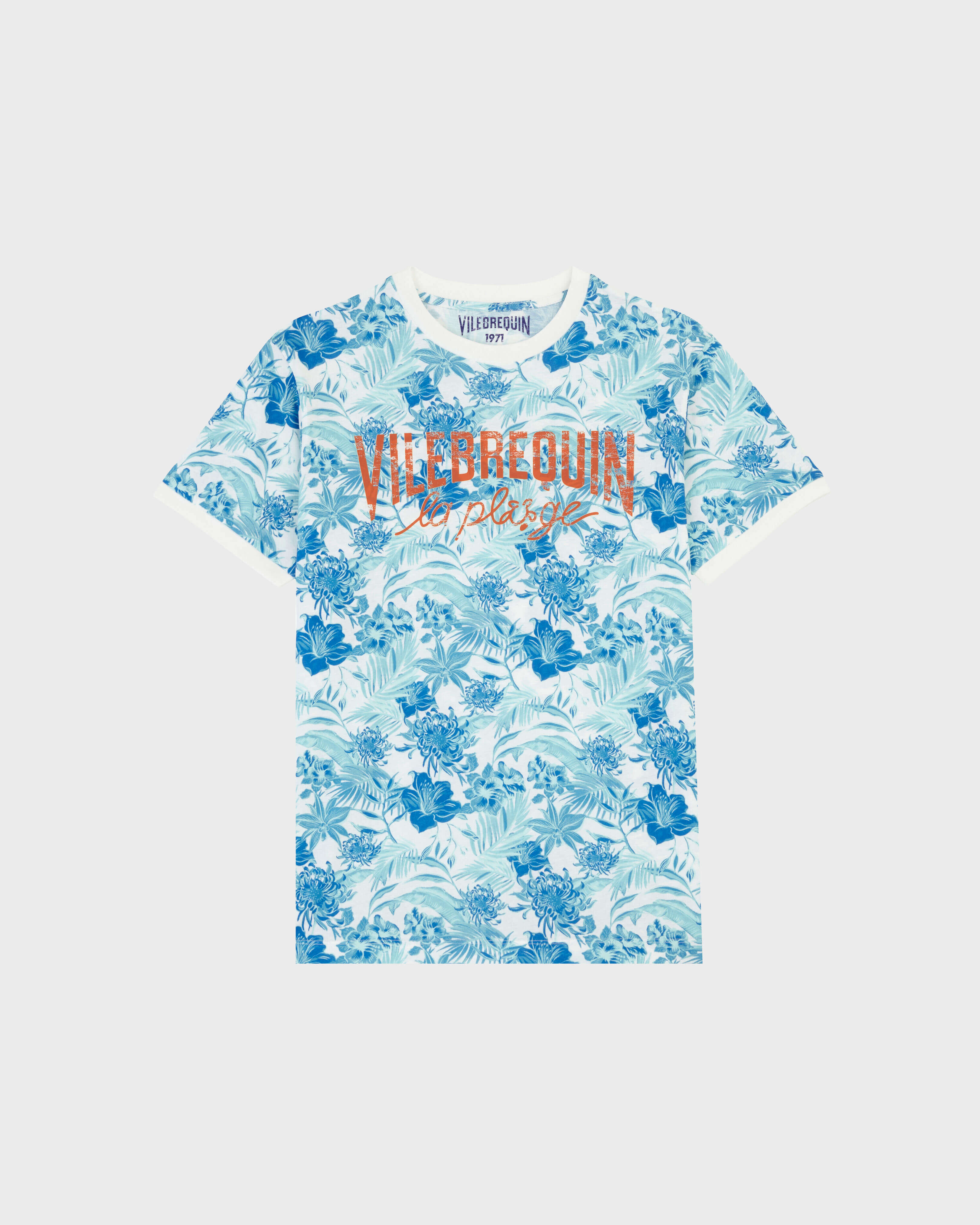 Camiseta de algodón con estampado Tahiti Flowers para hombre BLANCO front view