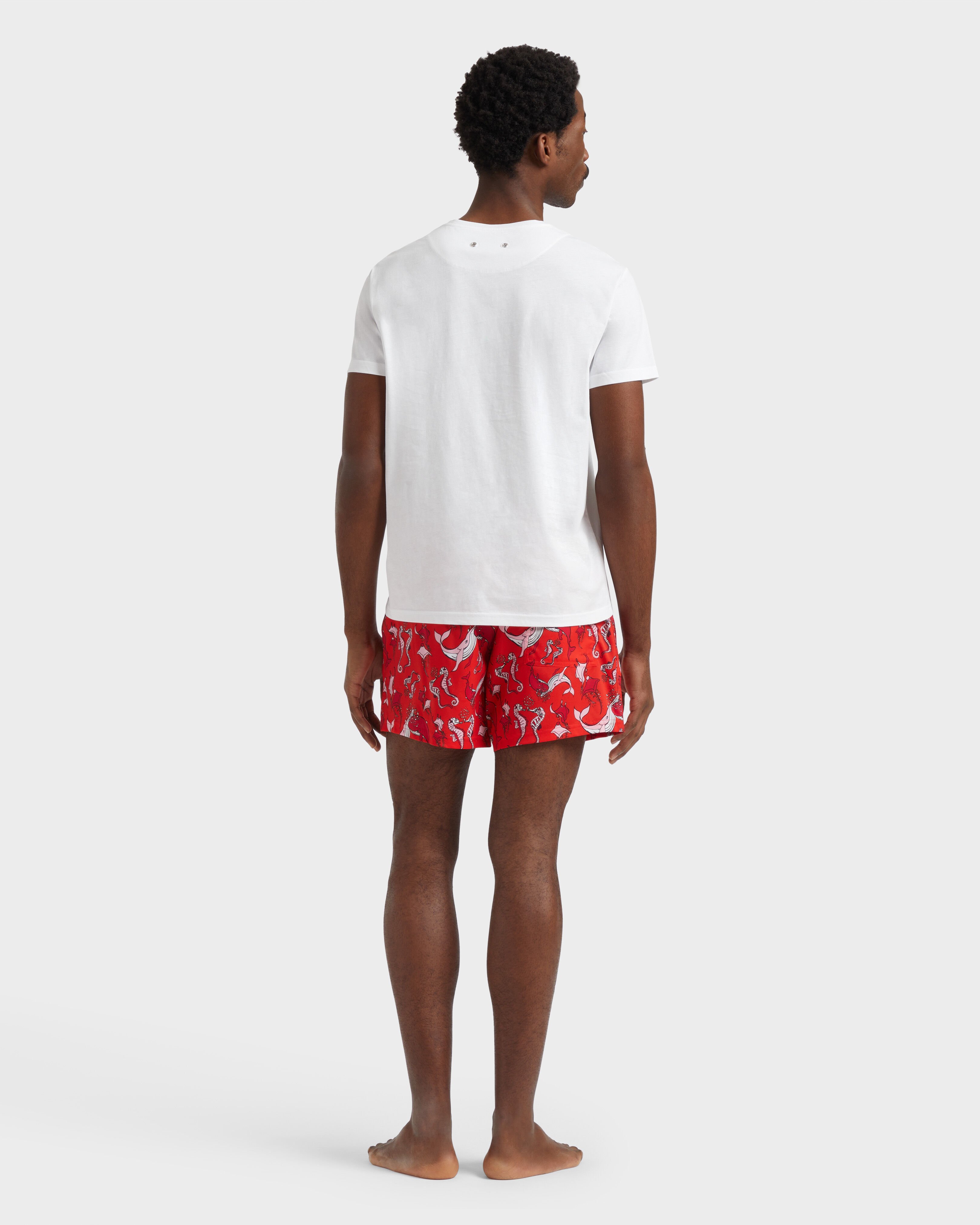 Whales Love T-Shirt aus Bio-Baumwolle für Herren WEISS backworn view