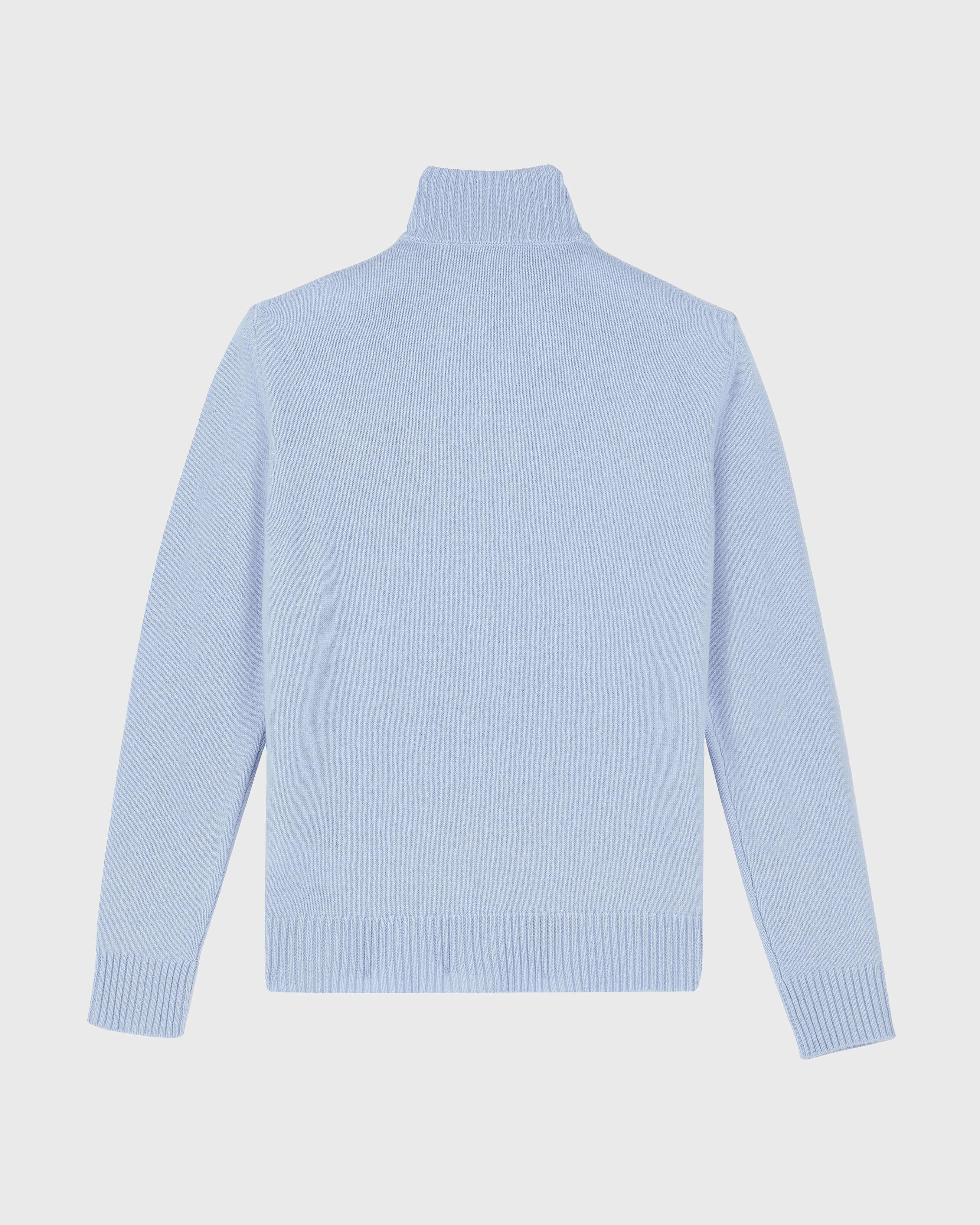 Men Wool and Cashmere Full Zip Sweater Turtle GLACIER back view
