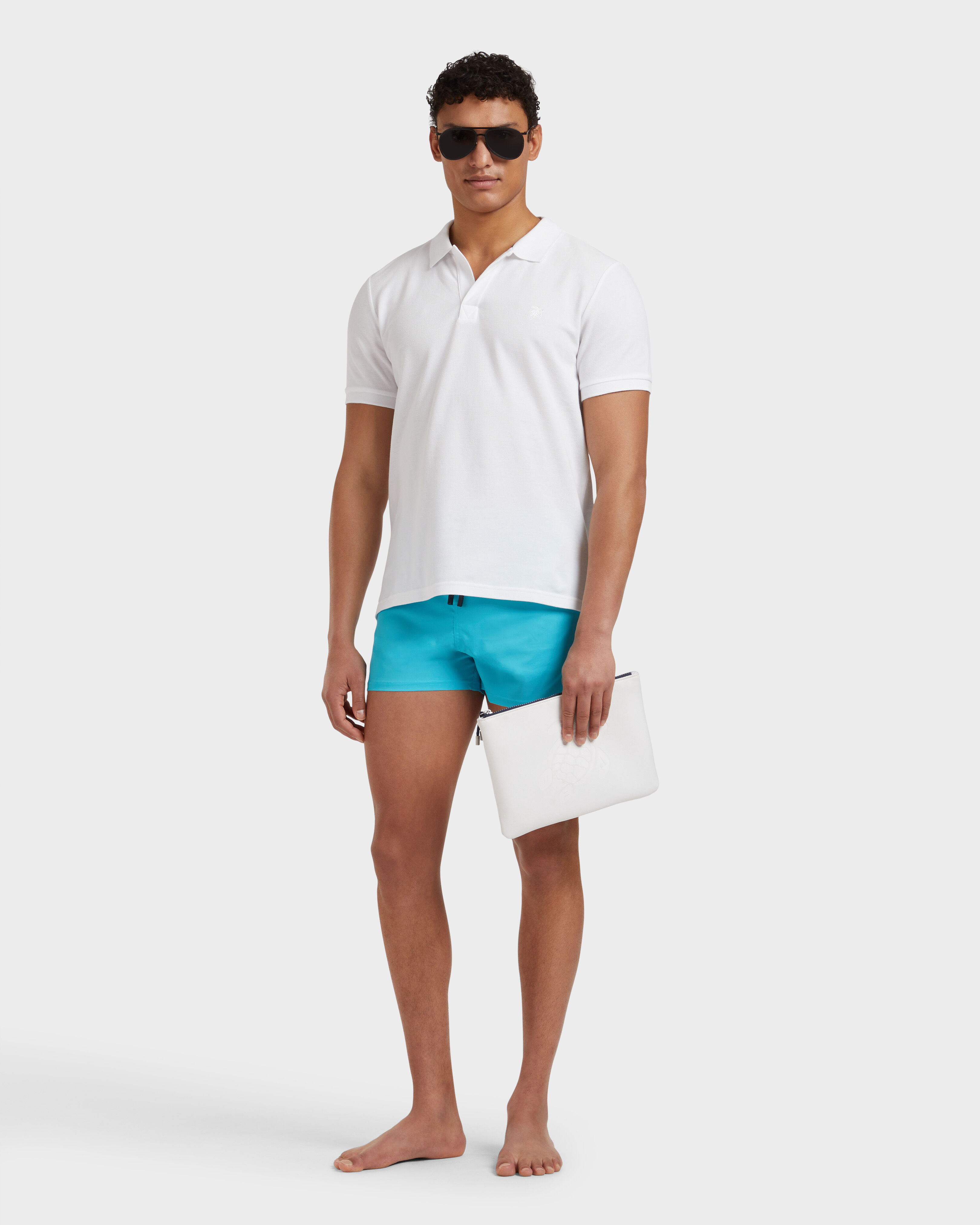 Men Organic Cotton Pique Polo Shirt Solid WHITE supp1 view