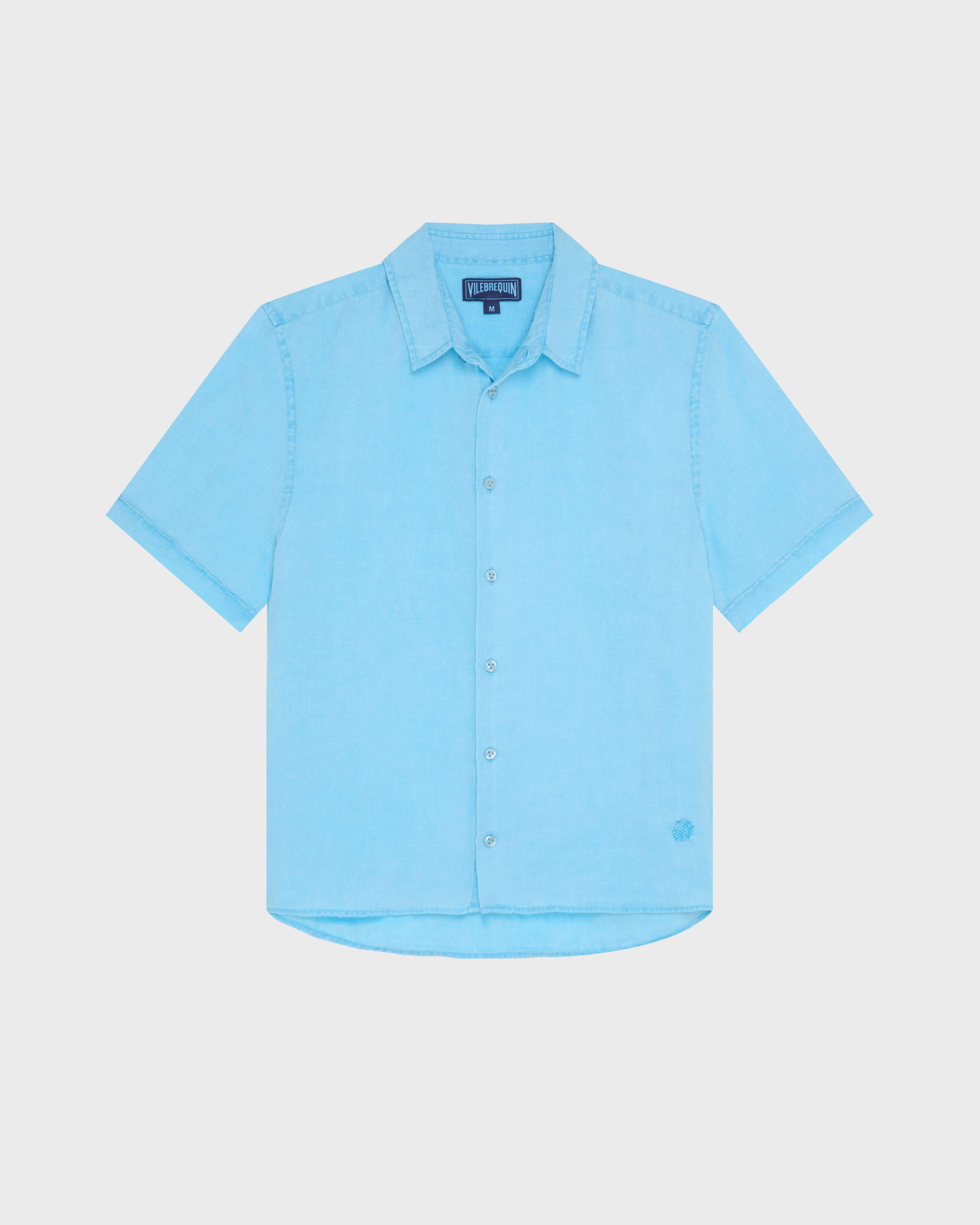 Men Bowling Linen Shirt Solid LARIMAR front view