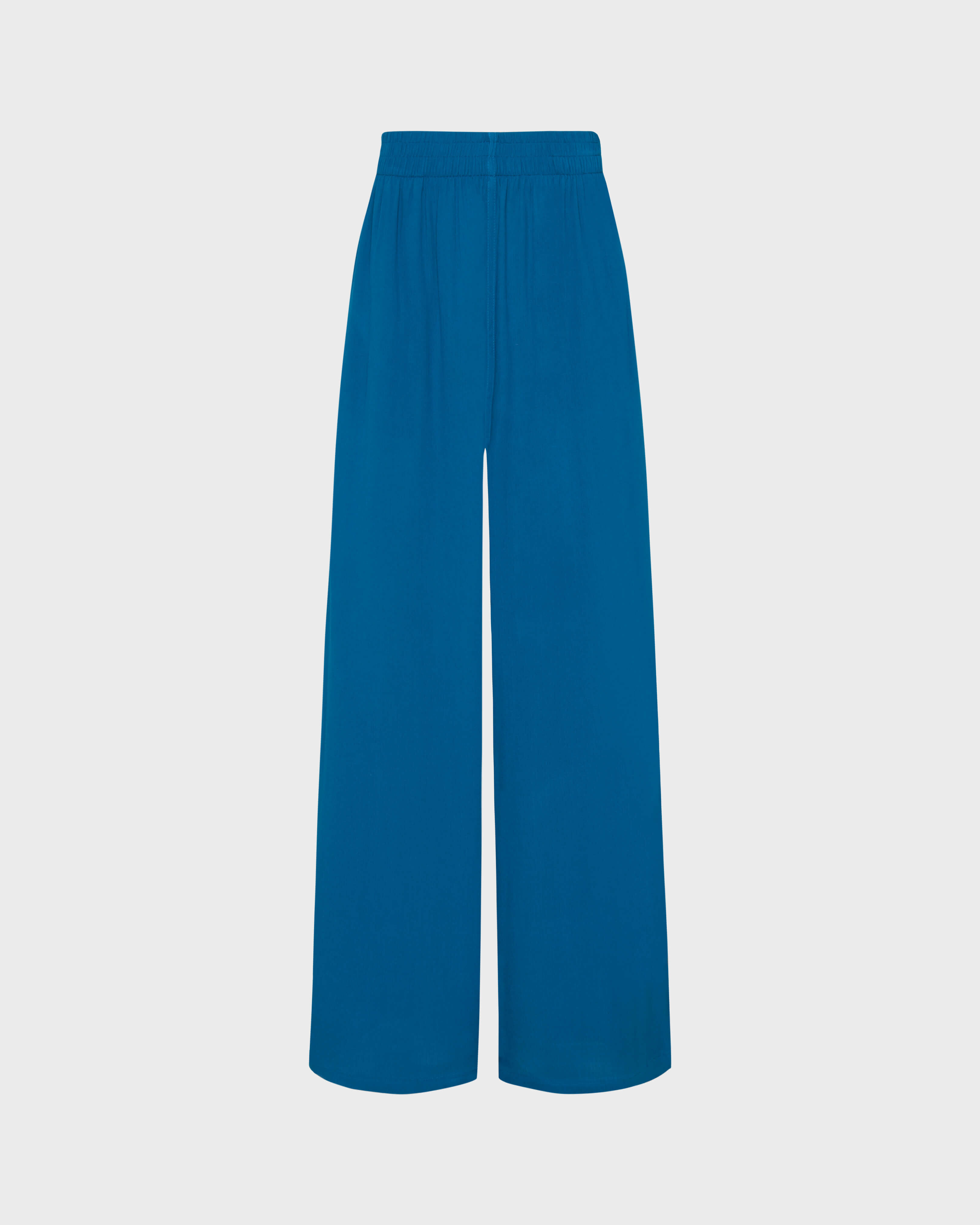 Women Wide-legs Viscose Pants PEACOCK front view