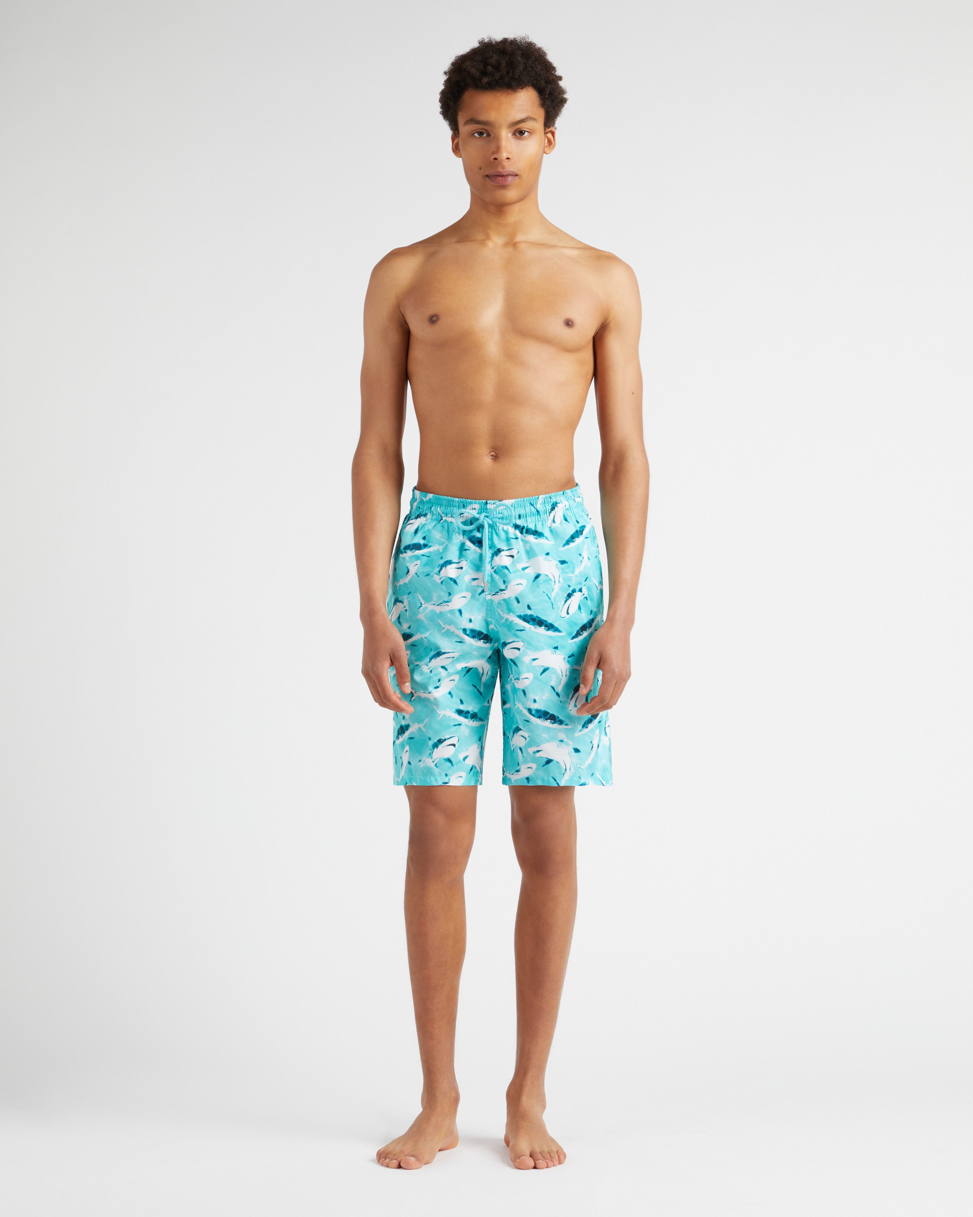 Men Ultra-light and Packable Long Swim Trunks Requins LAGOON frontworn view