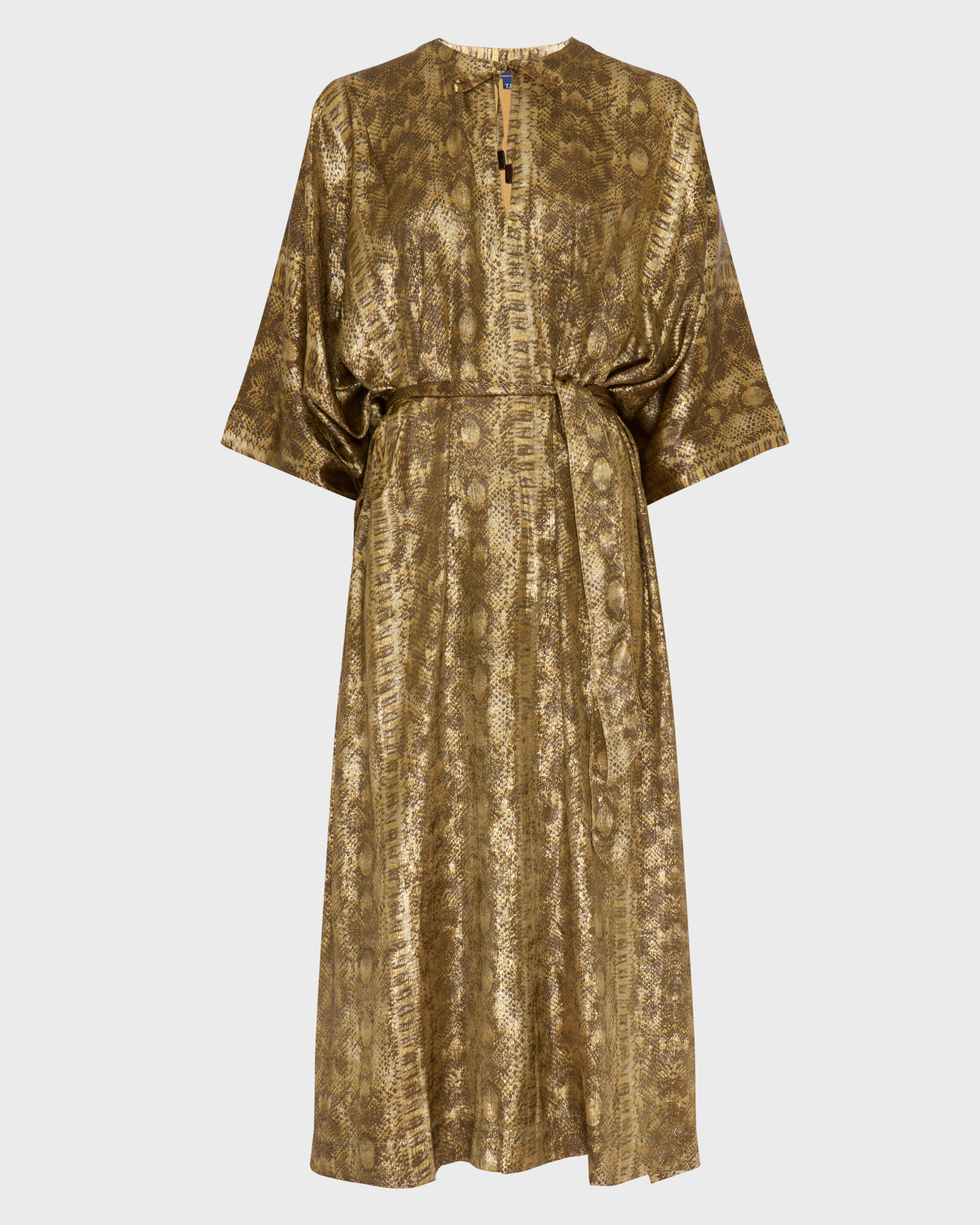 Caftan long femme Lamé Python DORE front view