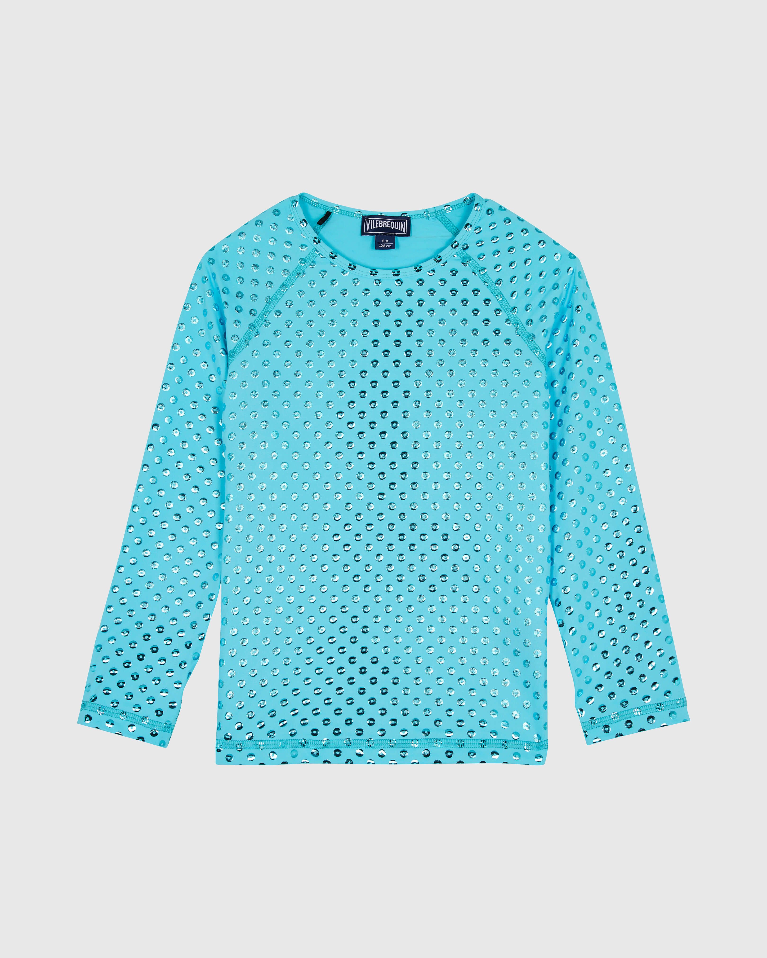 Girls Long Sleeves Rashguard Relief Sparkling DISCO GREEN front view