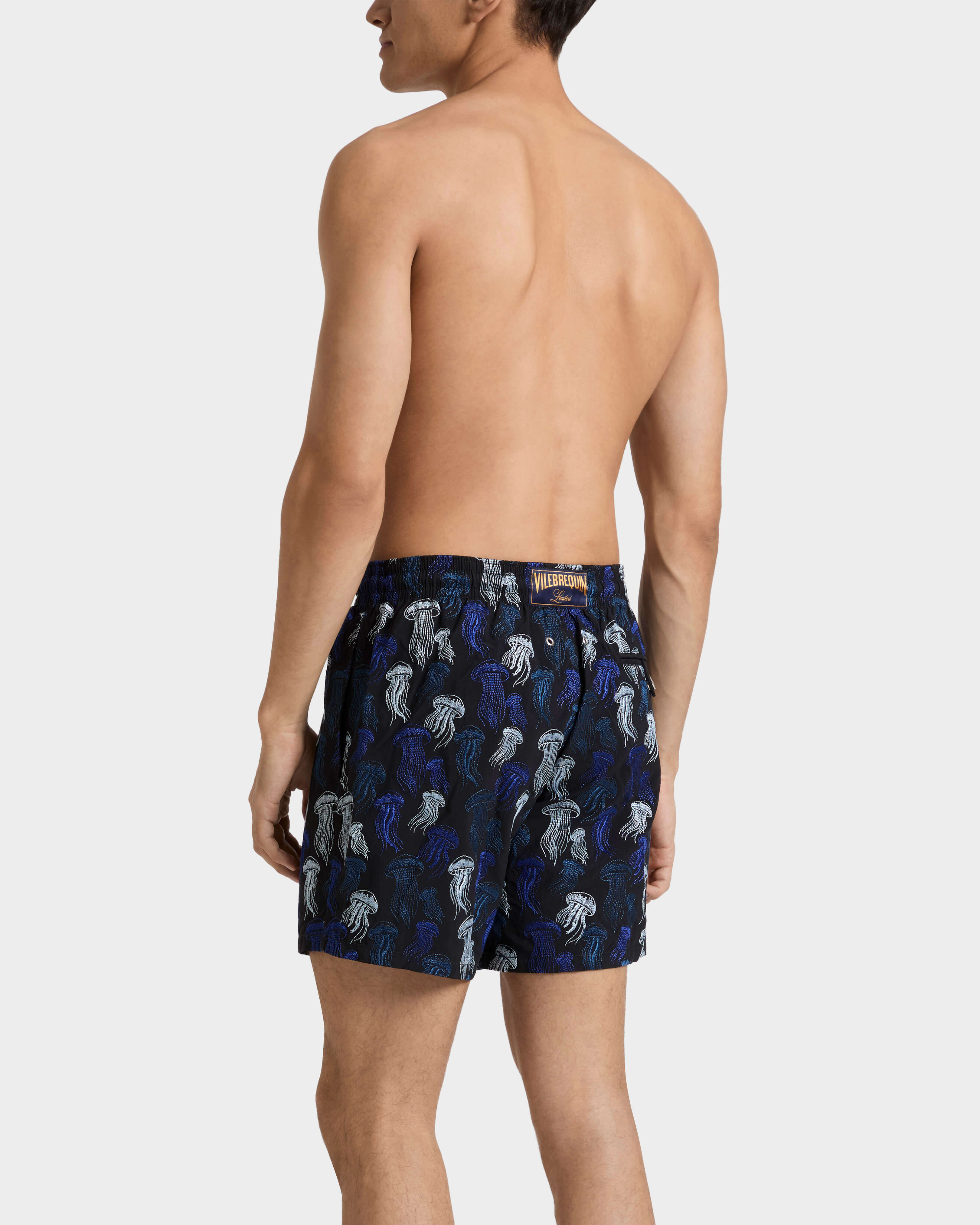 Men Embroidered Swim Shorts Jellyfish Dance - Limited Edition NERO backworn view