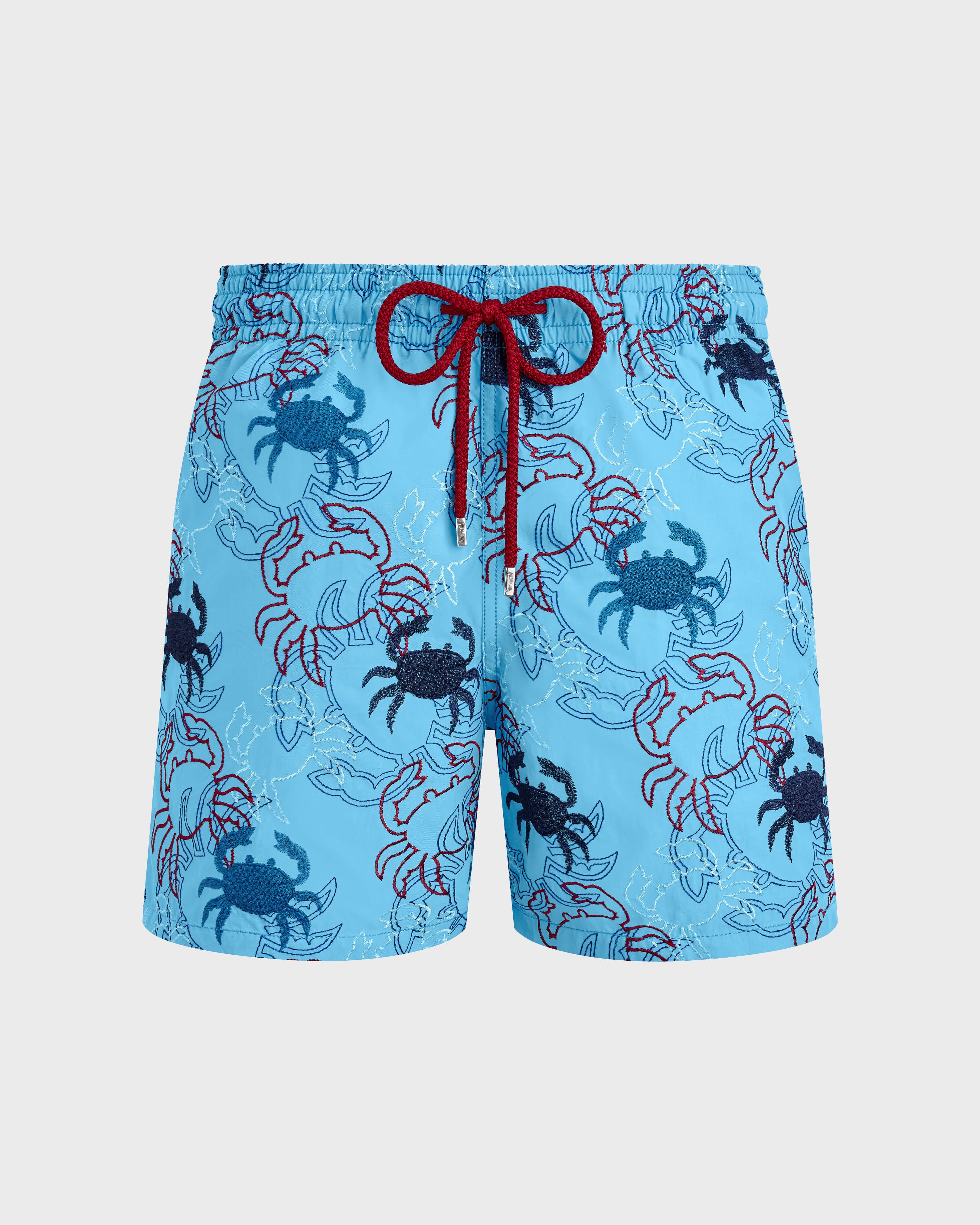 Maillot de bain homme brodé Crab Balloons - Edition Limitée TOPAZE BLEUE front view