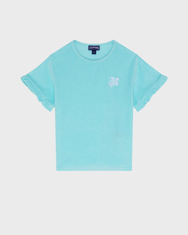 Vilebrequin - Girls Terry T-shirt Embroidered Turtle - Tee Shirt - Gally - Blue - Size 6