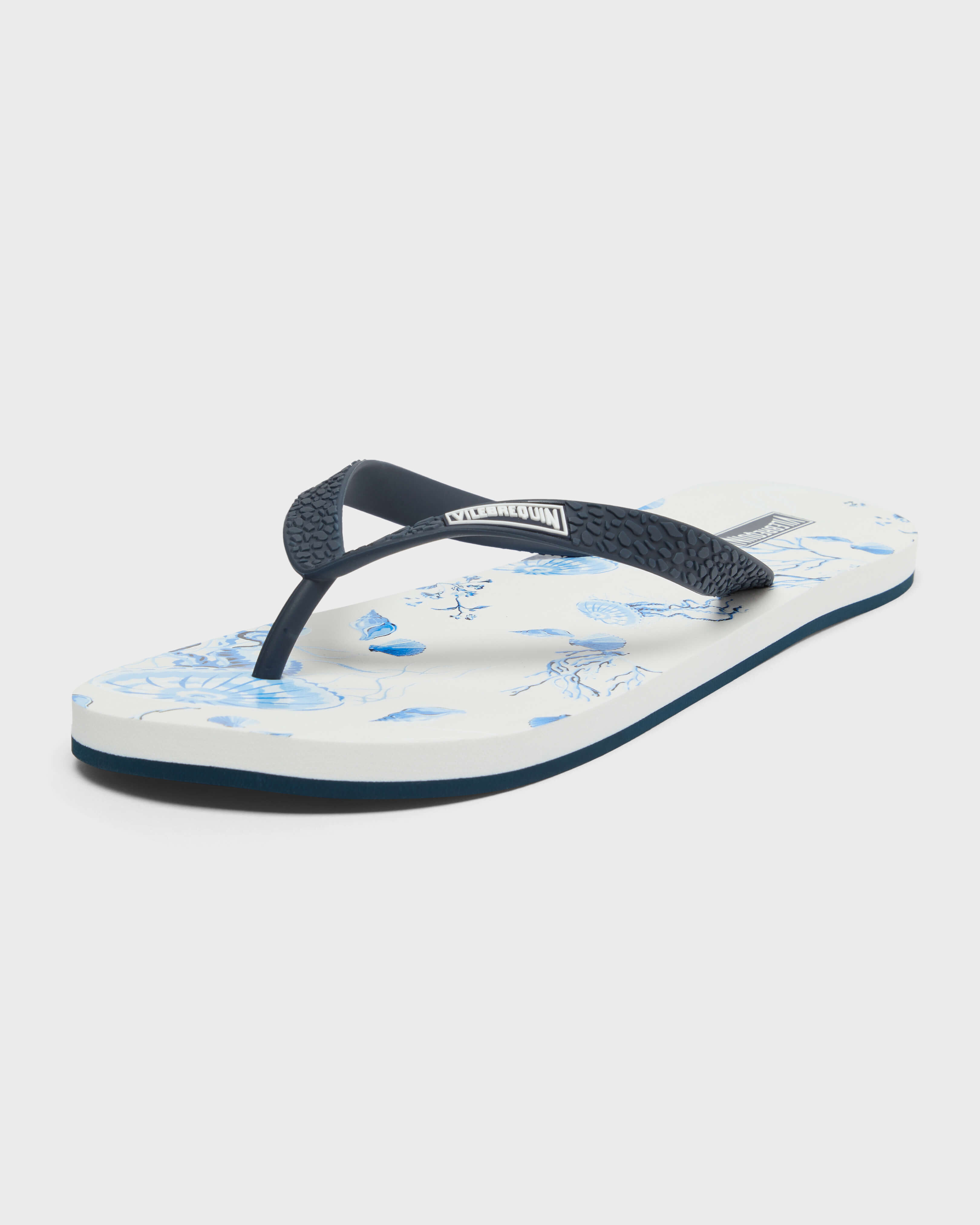 Men Flip Flops Medusa and Shells WHITE back view