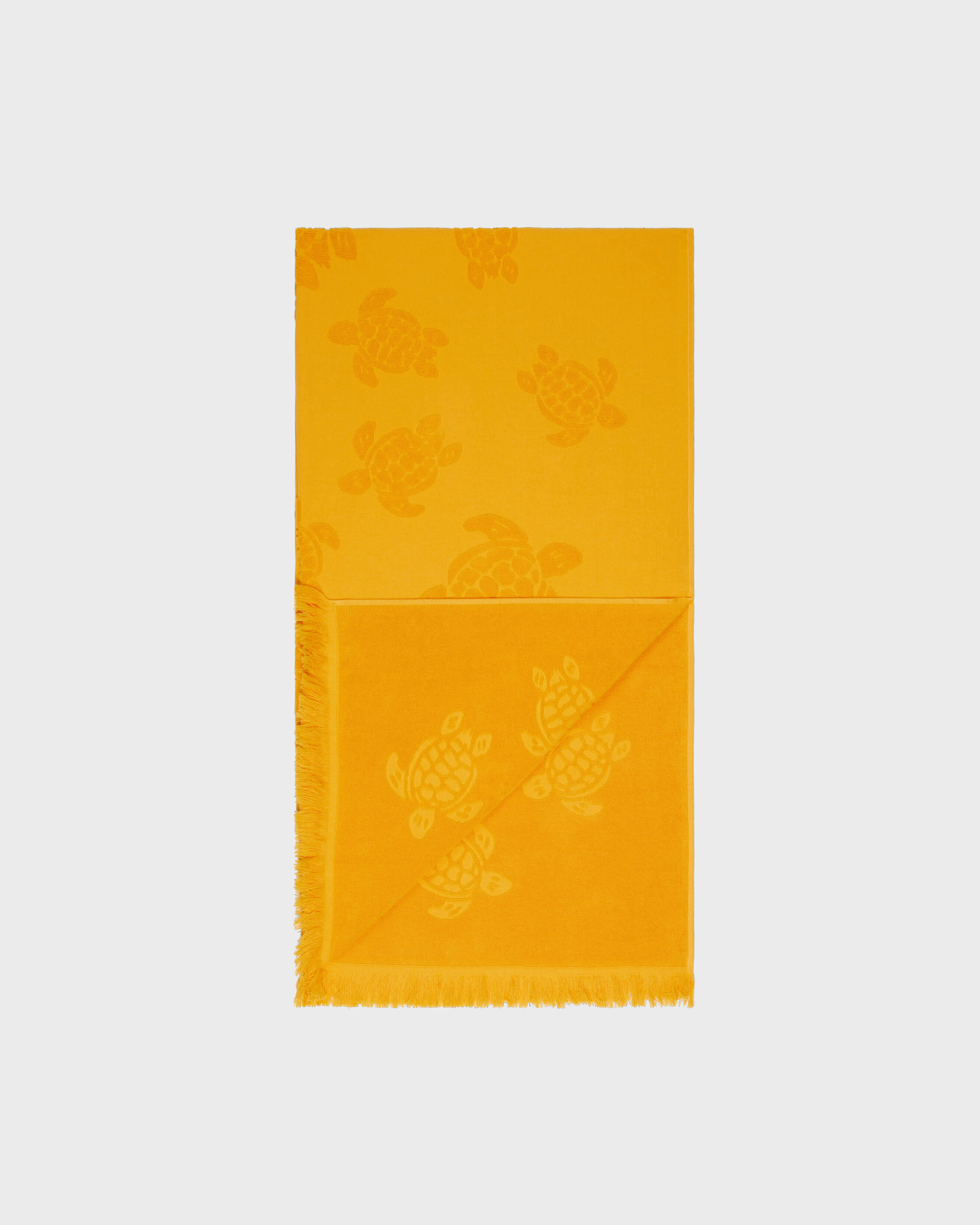 Beach Fouta in Organic Cotton Turtles Jacquard MANGO back view