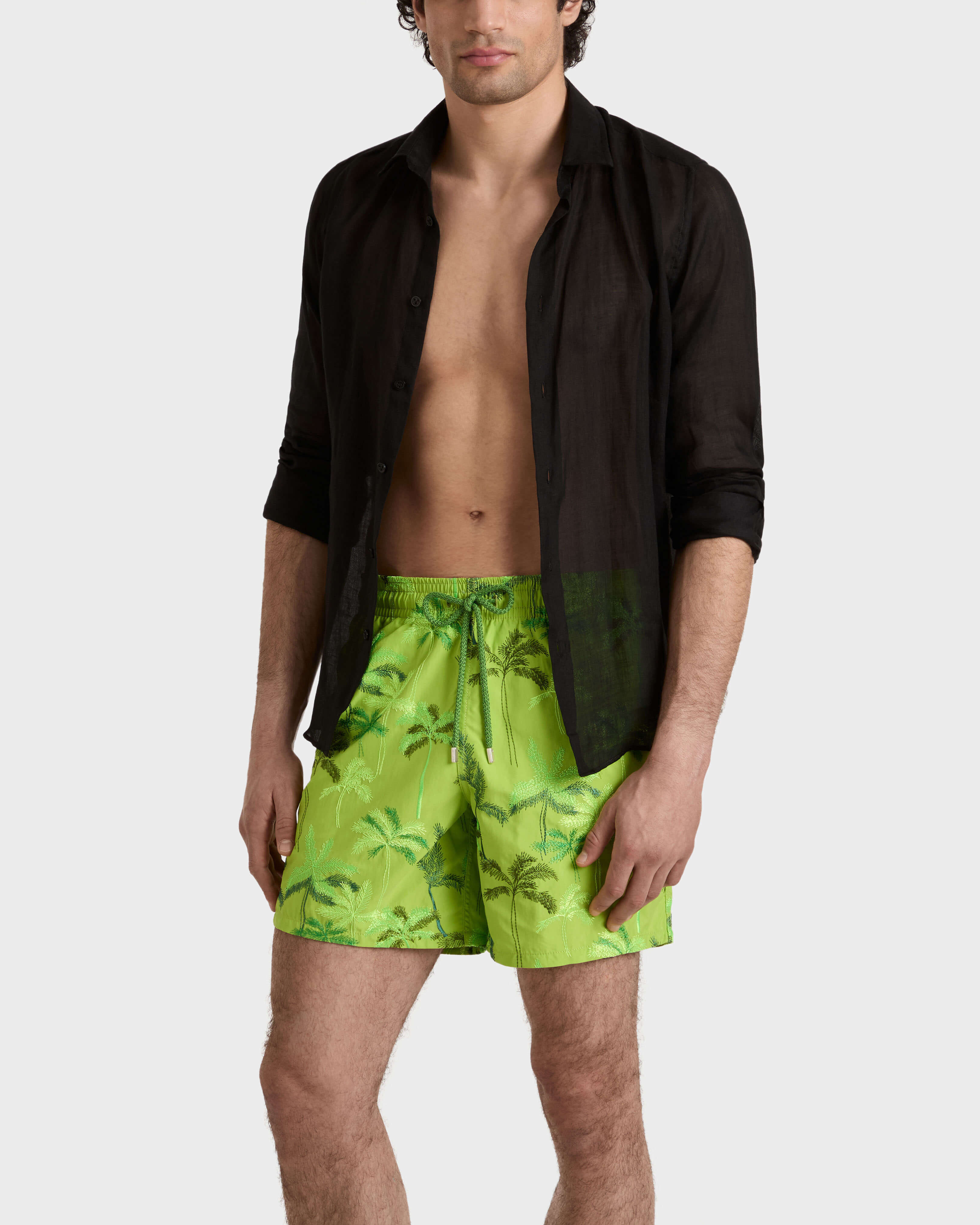 Bañador con bordado Palm Offset para hombre - Edición limitada LIME frontworn view