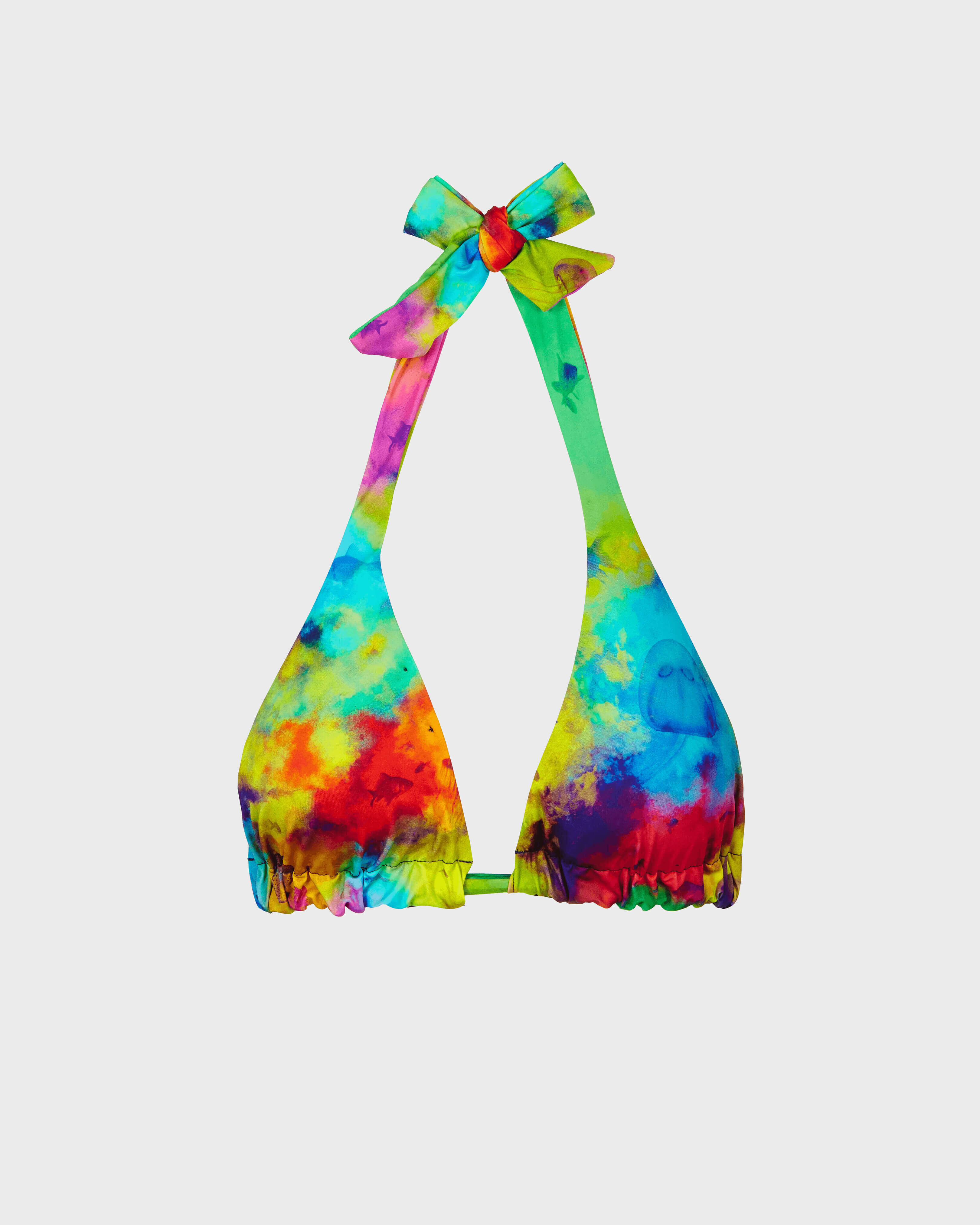 Women Triangle to be tied Bikini Top Holi Party BATIK BLUE front view