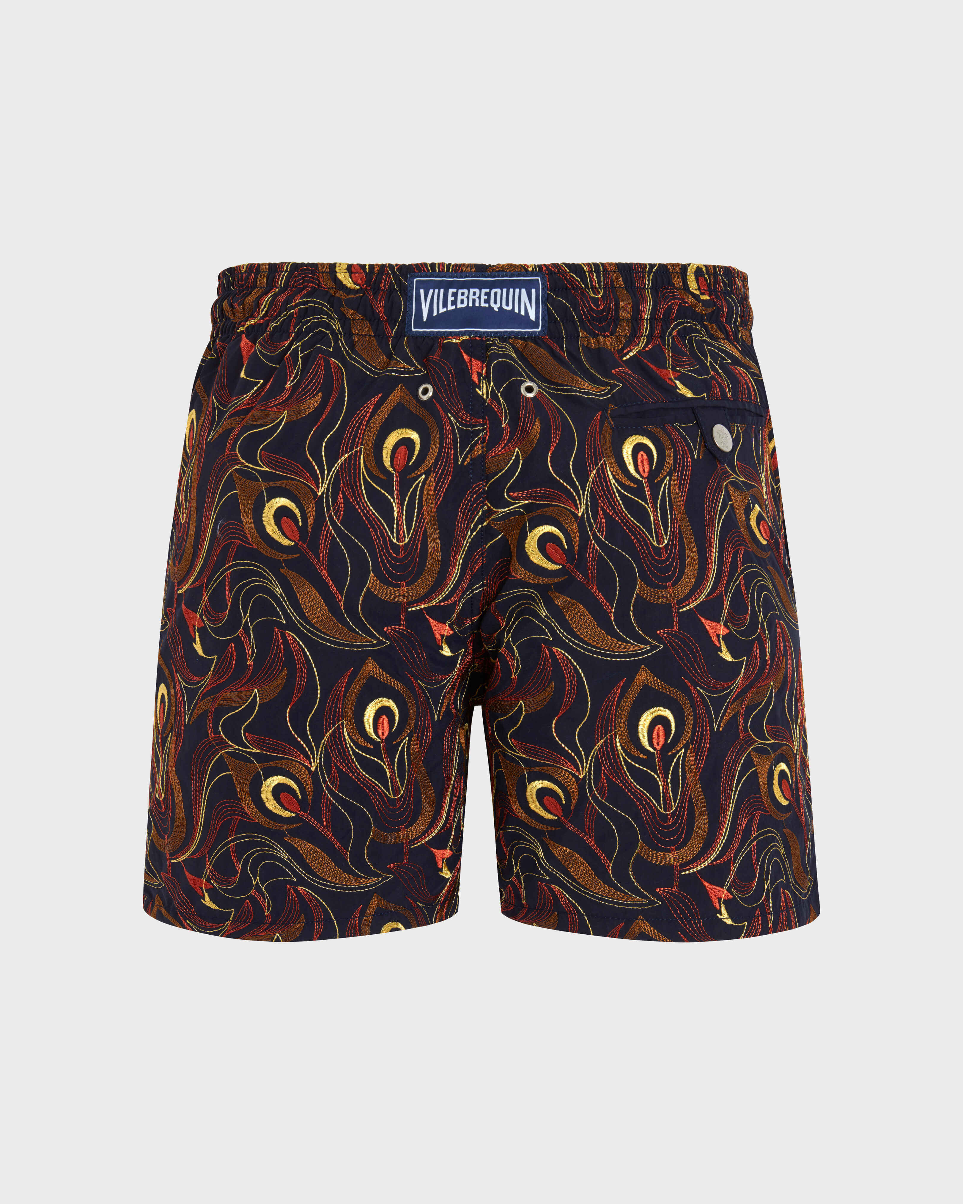 Men Swimwear Embroidered Camo Flowers - Limited Edition NAVY back view