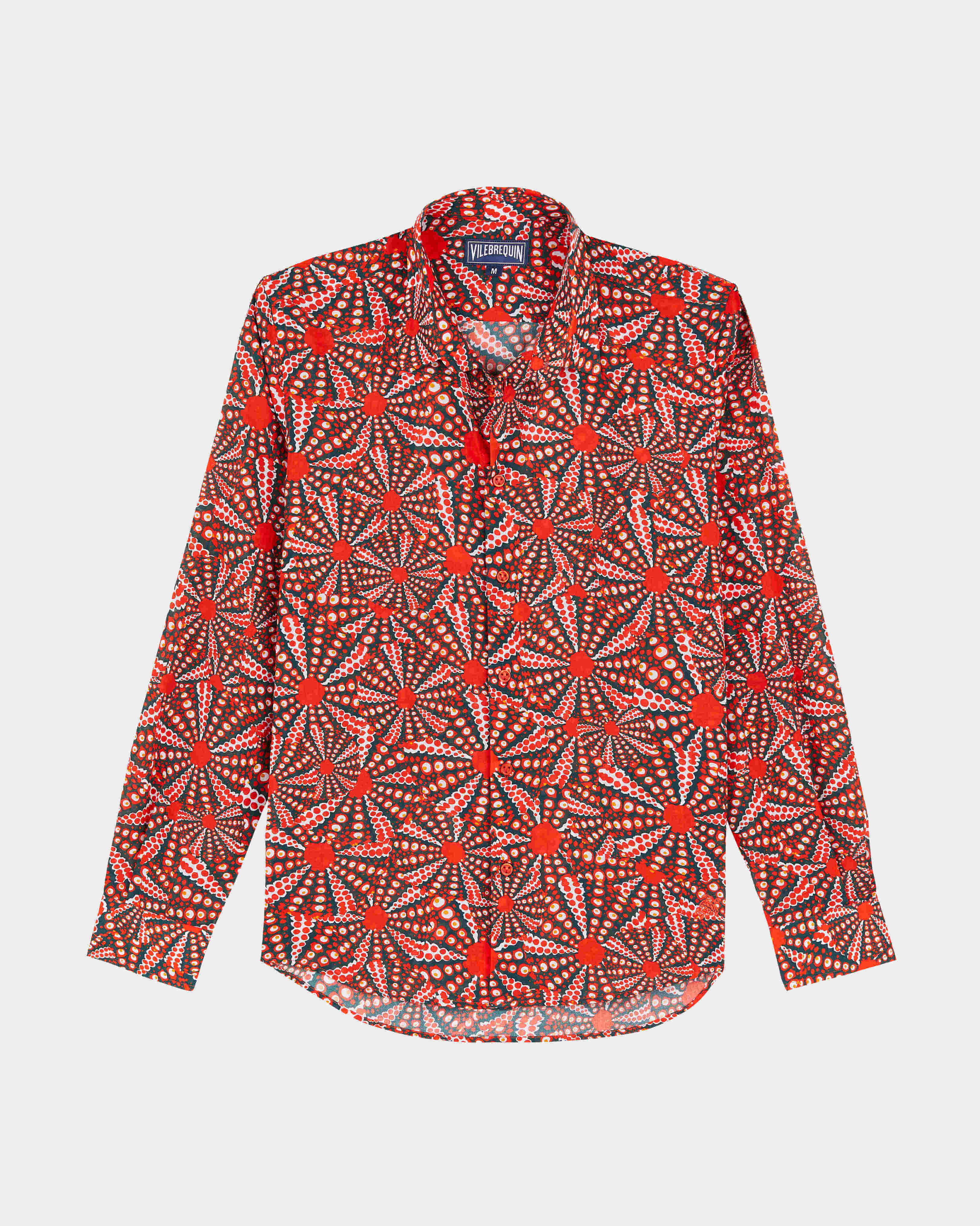 Men Cotton Voile Lightweight Shirt Oursinades POPPY RED front view