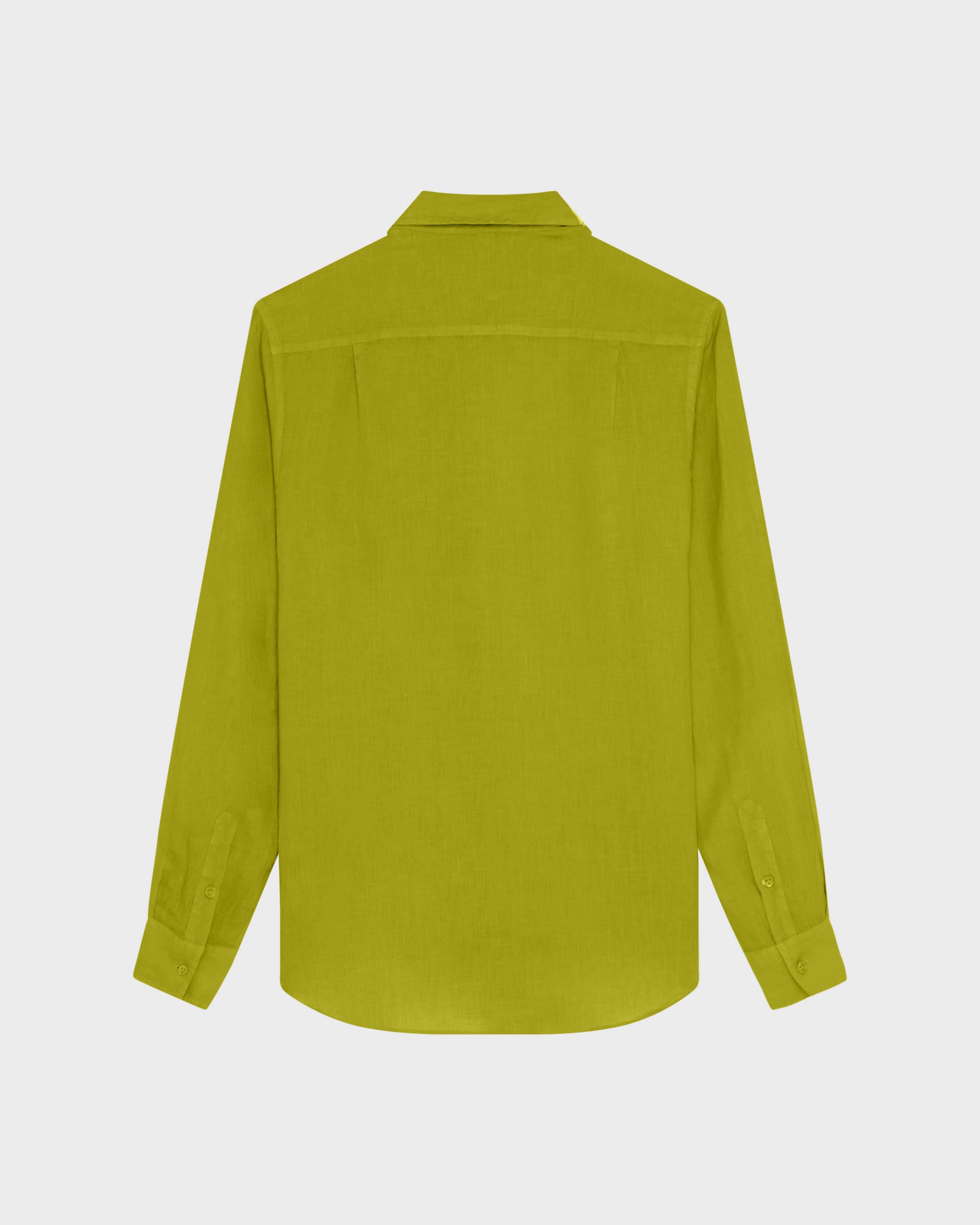 Men Linen Shirt Solid WORMWOOD back view