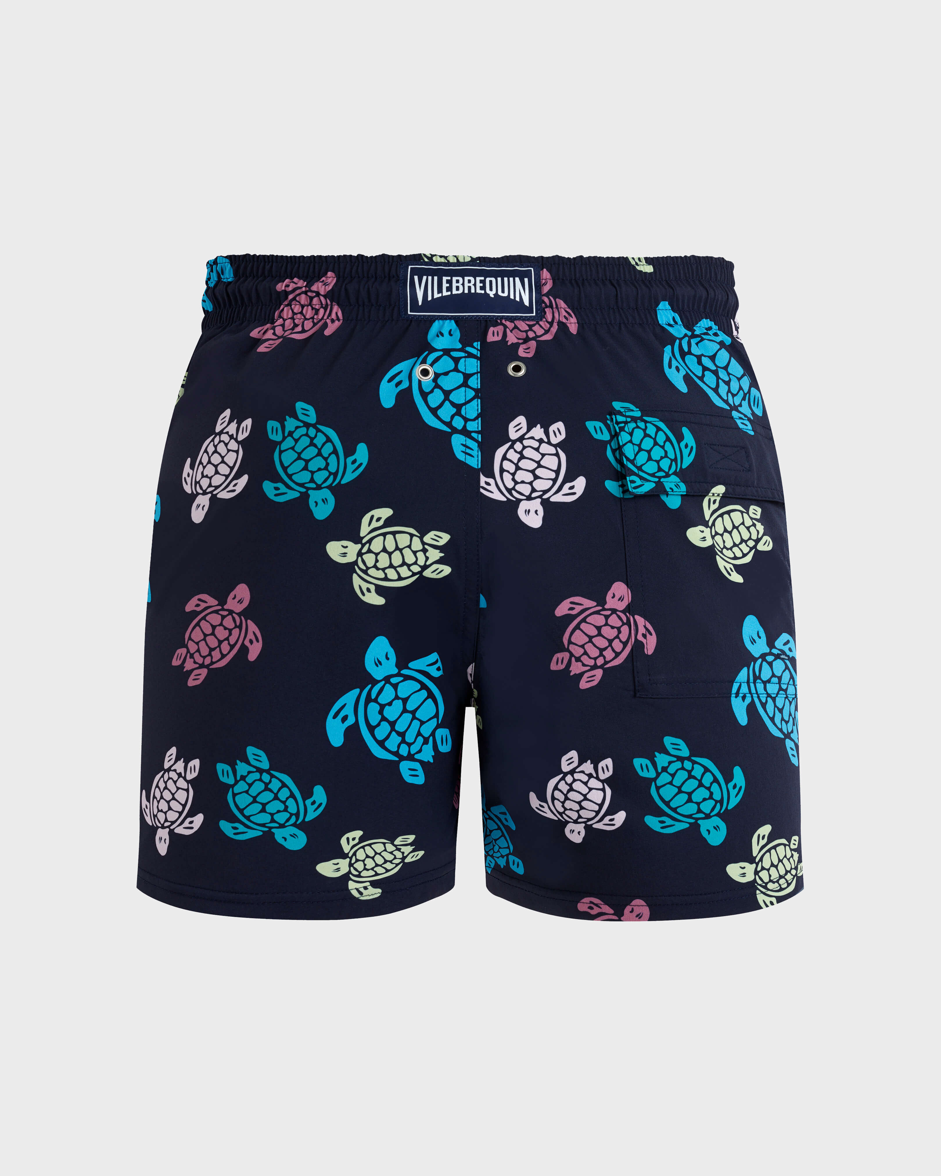 Men Stretch Short Swim Shorts Tortues Multicolores NAVY back view