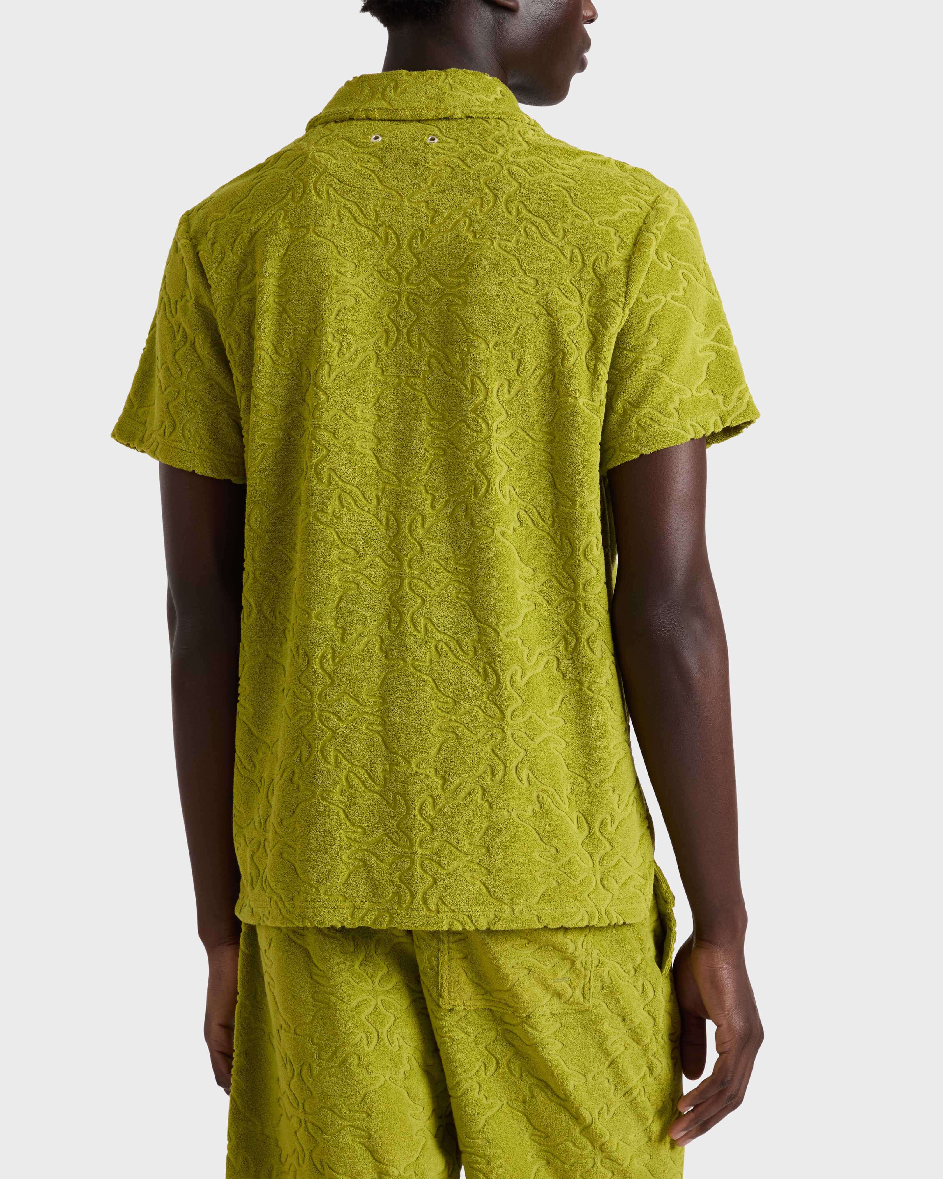 Men Terry Bowling Shirt Turtles Net Jacquard WORMWOOD backworn view